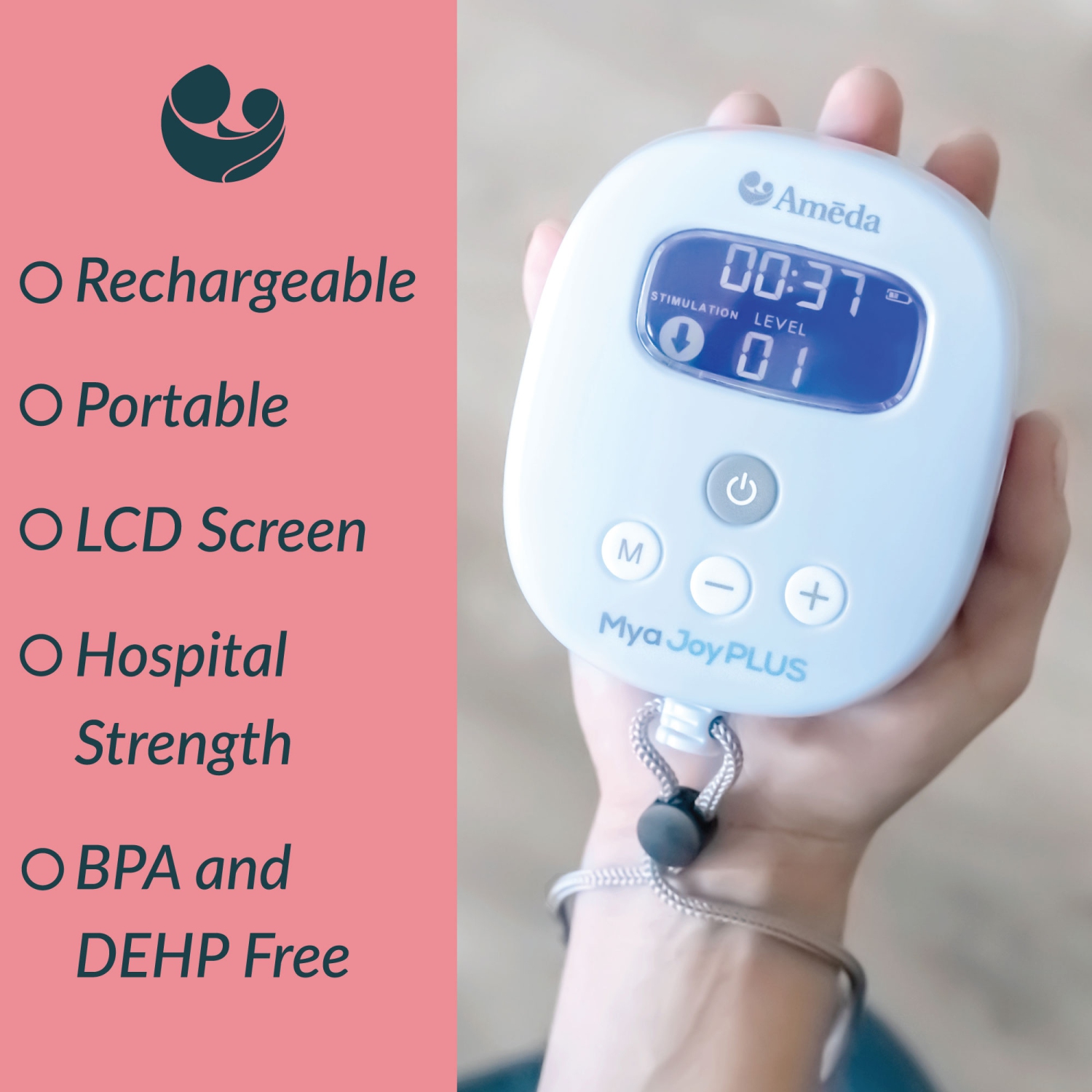 Ameda Mya Joy Plus Double Electric Breast Pump with Rechargeable Battery with Tote