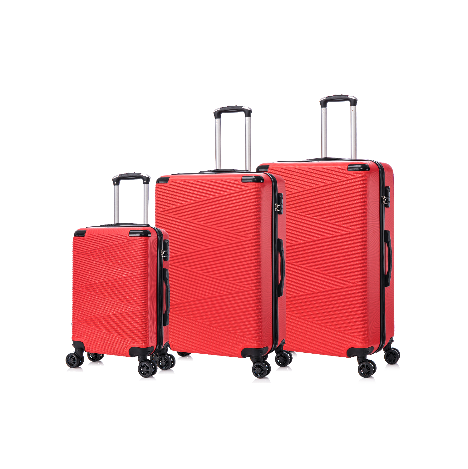 VALISE RIGIDE 3 PIÈCES DE TOSCANO-INTRECCIARE AND DURABLE RÉSISTANT AUX RAYURES - VERMILION RED