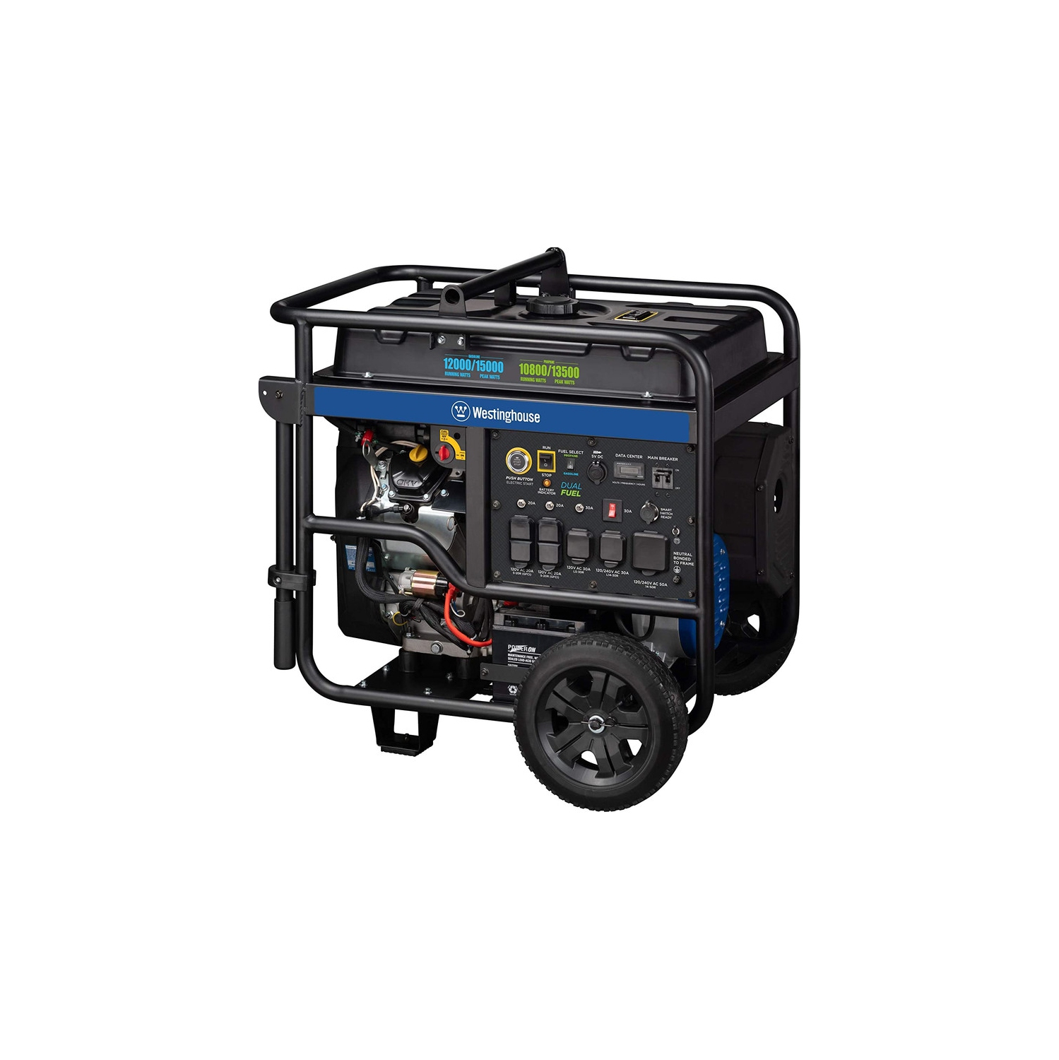 Westinghouse Outdoor Power Equipment 15000 Peak Watt Dual Fuel Home Backup Portable Generator, Remote Electric Start, Transfer Switch Ready, Gas and