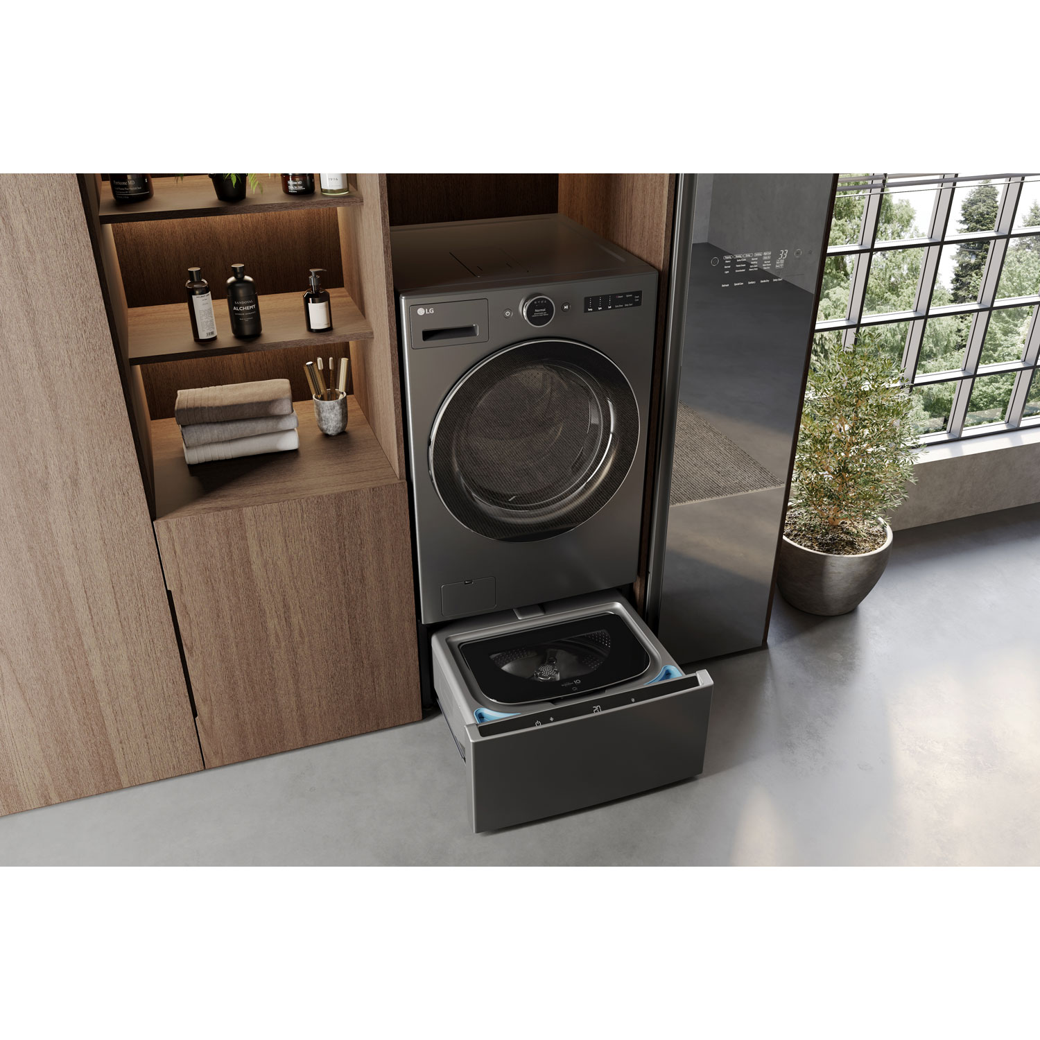 Laveuse/sécheuse électrique haute efficacité de 5,7 pi³ de LG - Acier noir