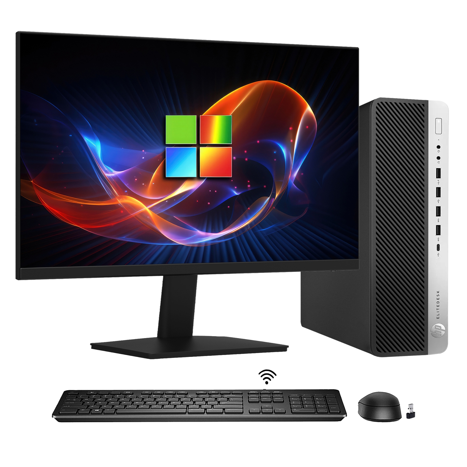 Refurbished (Good) - Desktop PC HP EliteDesk 800 G4 SFF High-Performance Computer - Windows 11 Pro - Intel Hexa-Core i7 8th Gen - 16GB DDR4 RAM - 2TB NVMe SSD - New 24 inch Monitor
