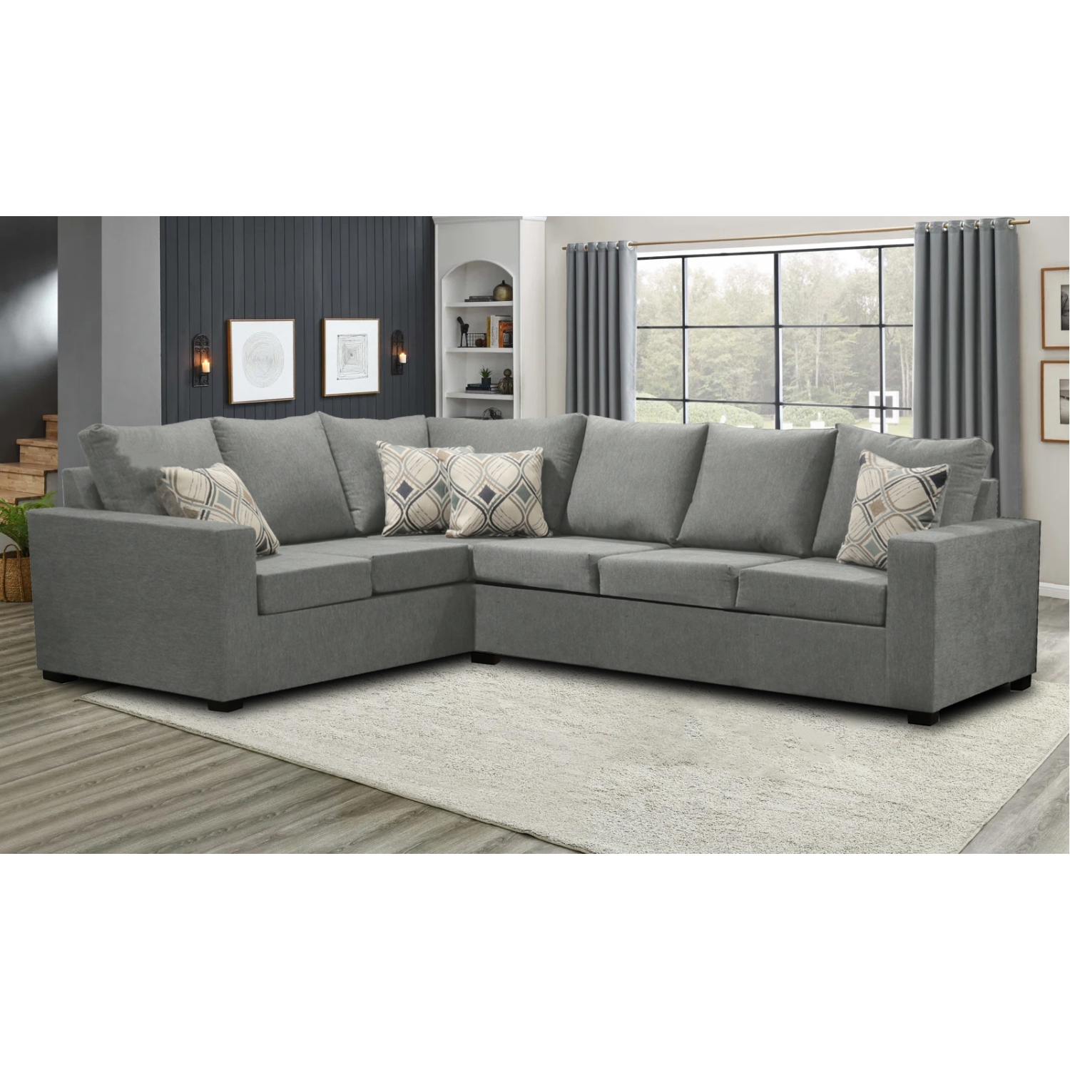 Infinite Imports – canapé modulaire droit 302 places - fabriqué au Canada avec 2 coussins décoratifs gratuits et EXPÉDITION GRATUITE