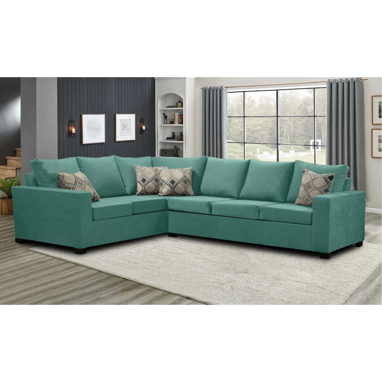 Infinite Imports – canapé modulaire droit 302 places - fabriqué au Canada avec 2 coussins décoratifs gratuits et EXPÉDITION GRATUITE