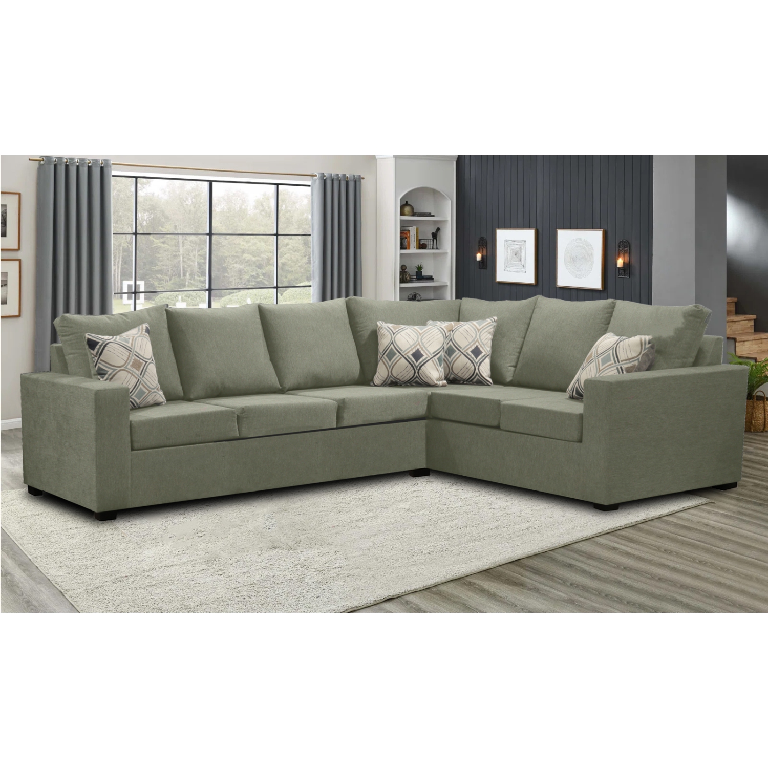 Infinite Imports – canapé modulaire gauche 302 places - fabriqué au Canada avec 2 coussins décoratifs gratuits et EXPÉDITION GRATUITE