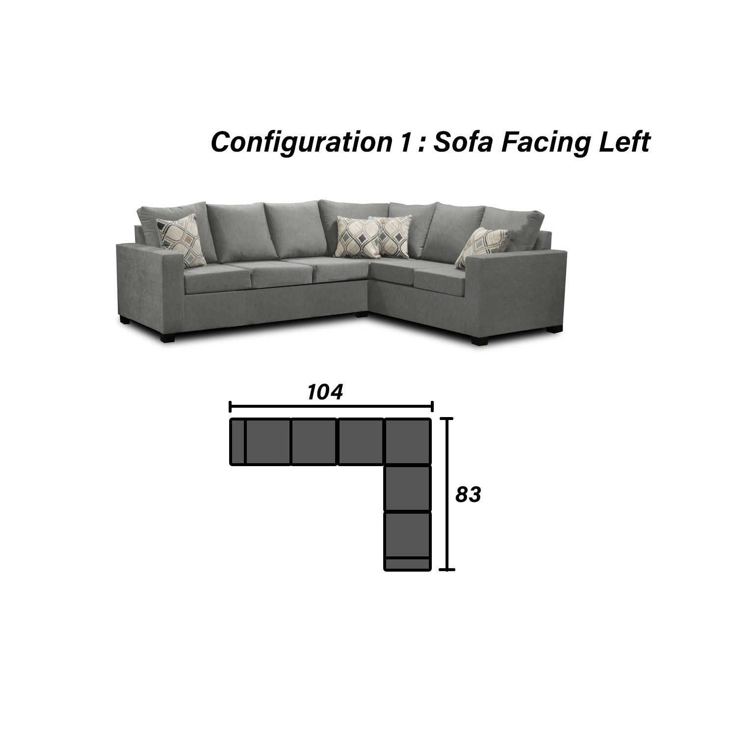 Infinite Imports – canapé modulaire gauche 302 places - fabriqué au Canada avec 2 coussins décoratifs gratuits et EXPÉDITION GRATUITE