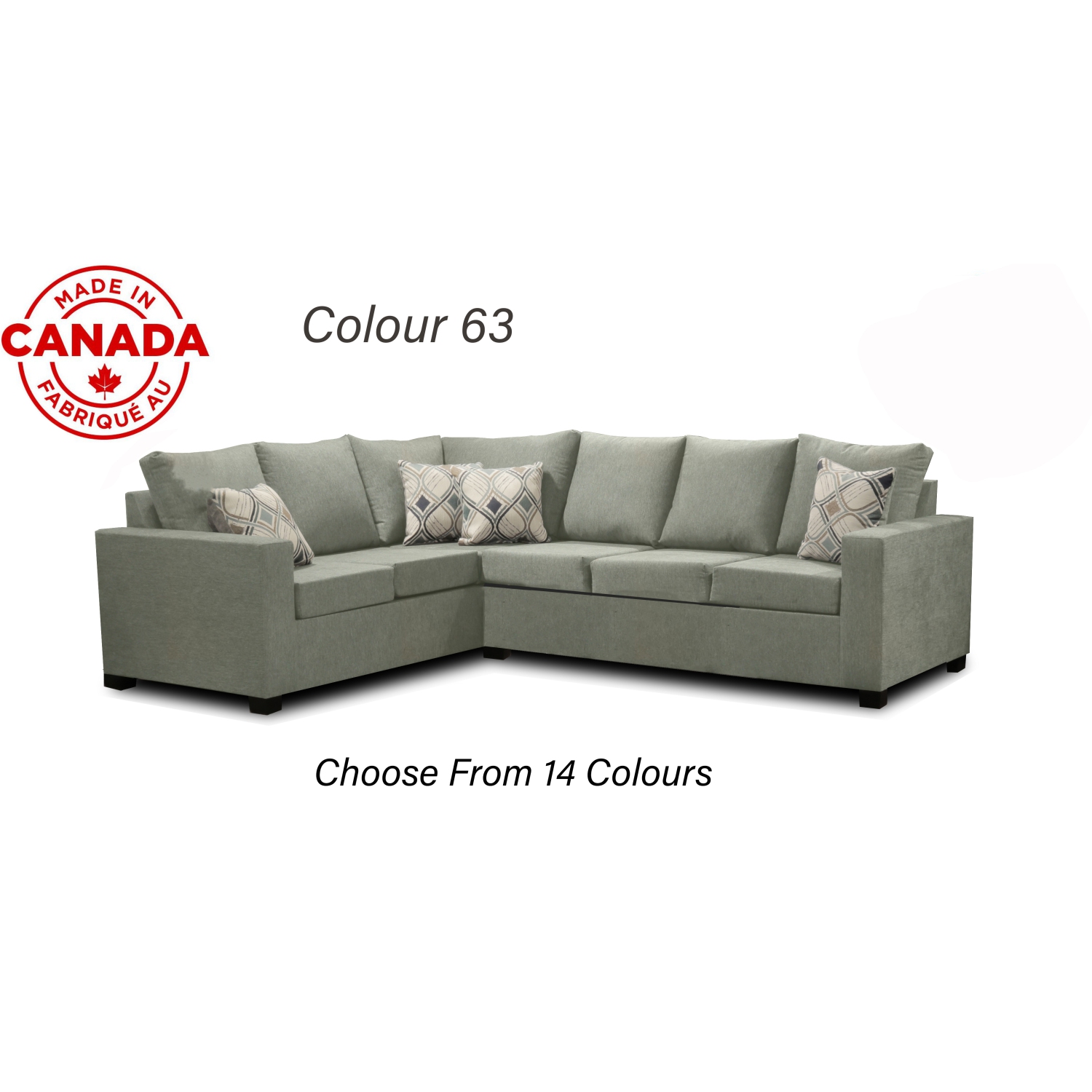 Infinite Imports – 302 Facing Right Sectional Sofa - Made In Canada With 2 Free Throw Pillows & FREE SHIPPING