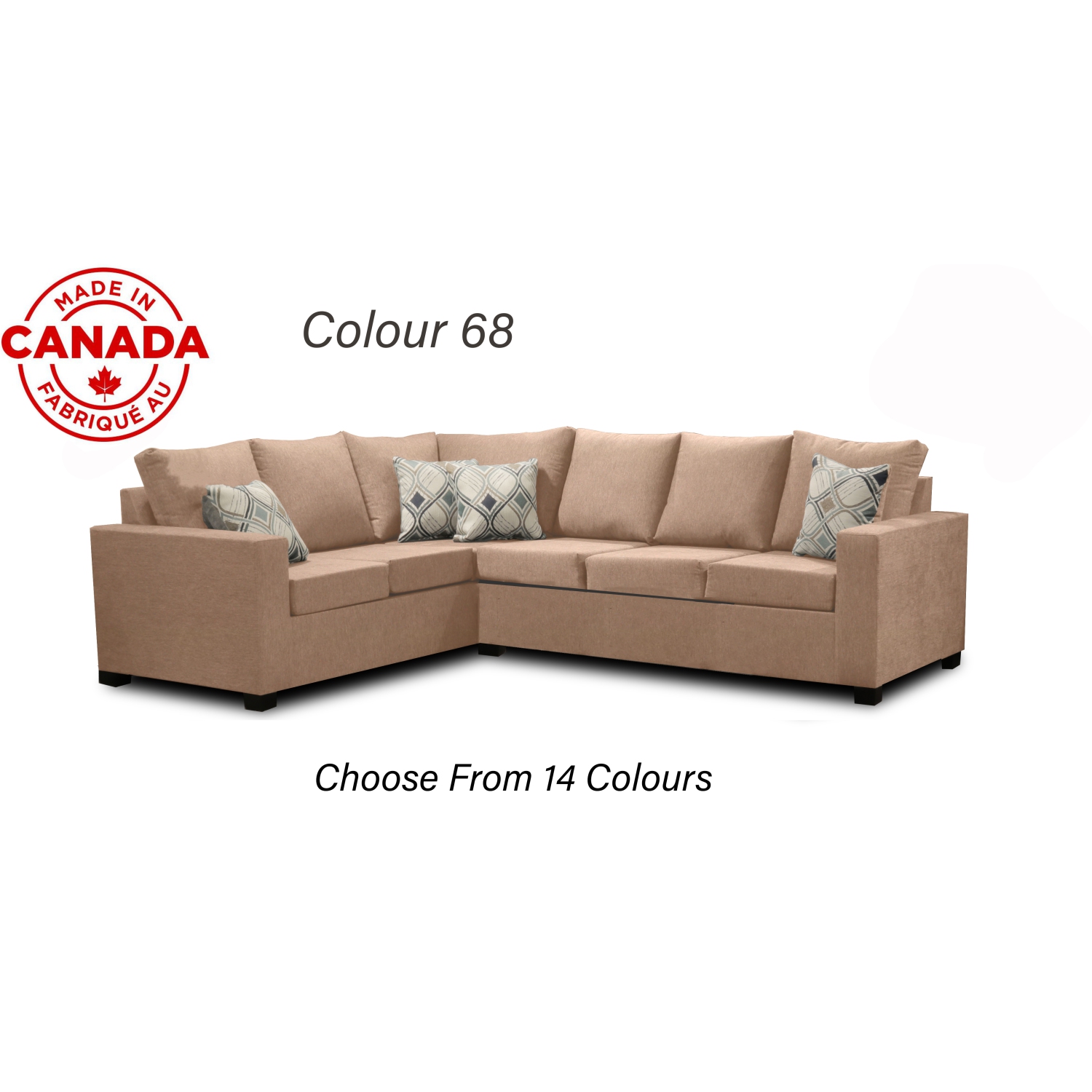 Infinite Imports – 302 Facing Right Sectional Sofa - Made In Canada With 2 Free Throw Pillows & FREE SHIPPING