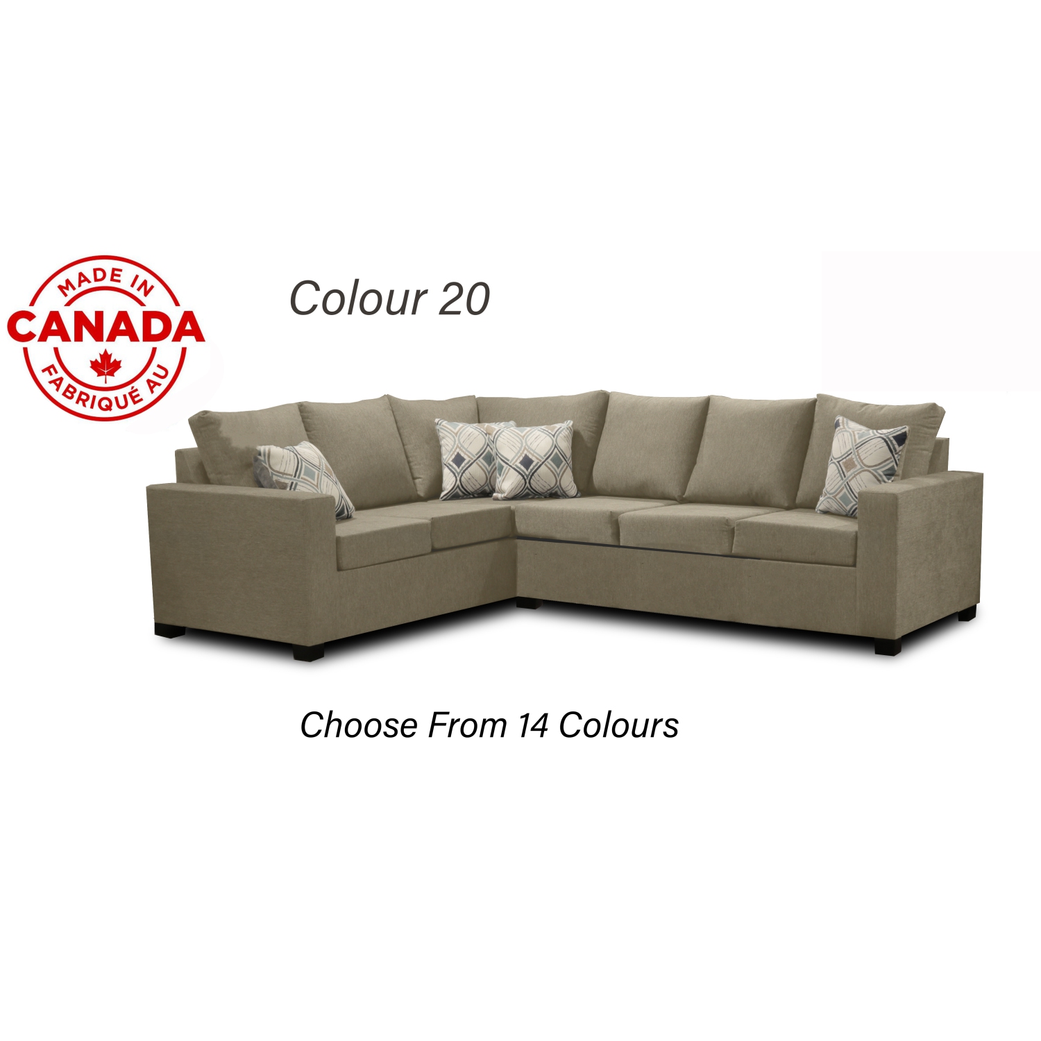 Infinite Imports – 302 Facing Right Sectional Sofa - Made In Canada With 2 Free Throw Pillows & FREE SHIPPING