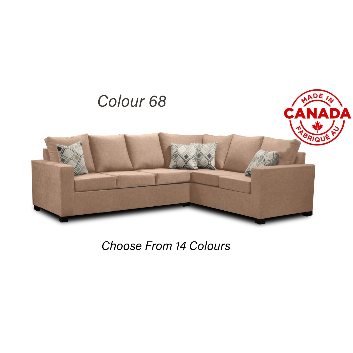 Infinite Imports – 302 Facing Left Sectional Sofa - Made In Canada With 2 Free Throw Pillows & FREE SHIPPING
