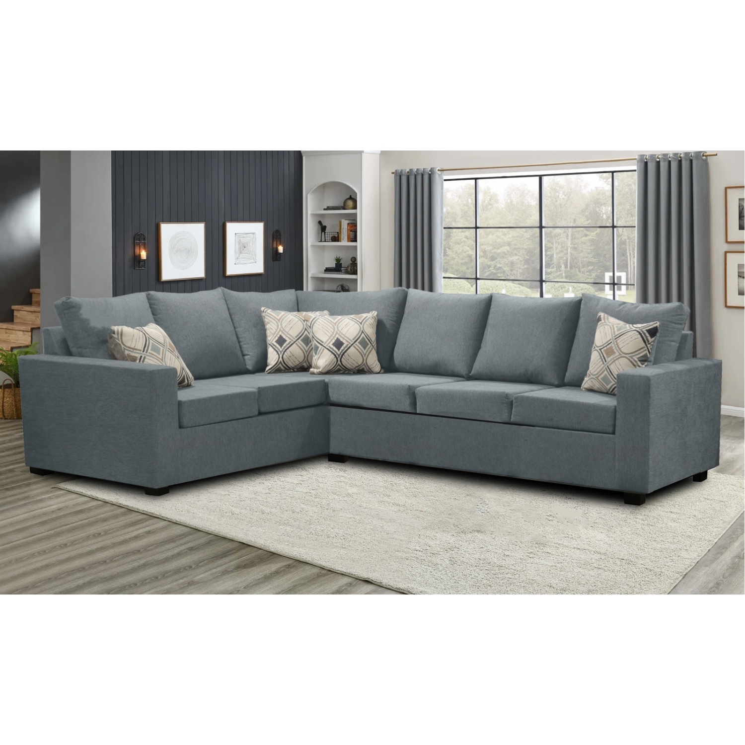 Infinite Imports – canapé modulaire droit 302 places - fabriqué au Canada avec 2 coussins décoratifs gratuits et EXPÉDITION GRATUITE