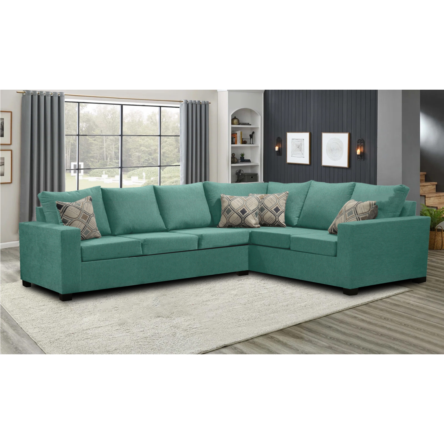 Infinite Imports – 302 Facing Left Sectional Sofa - Made In Canada With 2 Free Throw Pillows & FREE SHIPPING