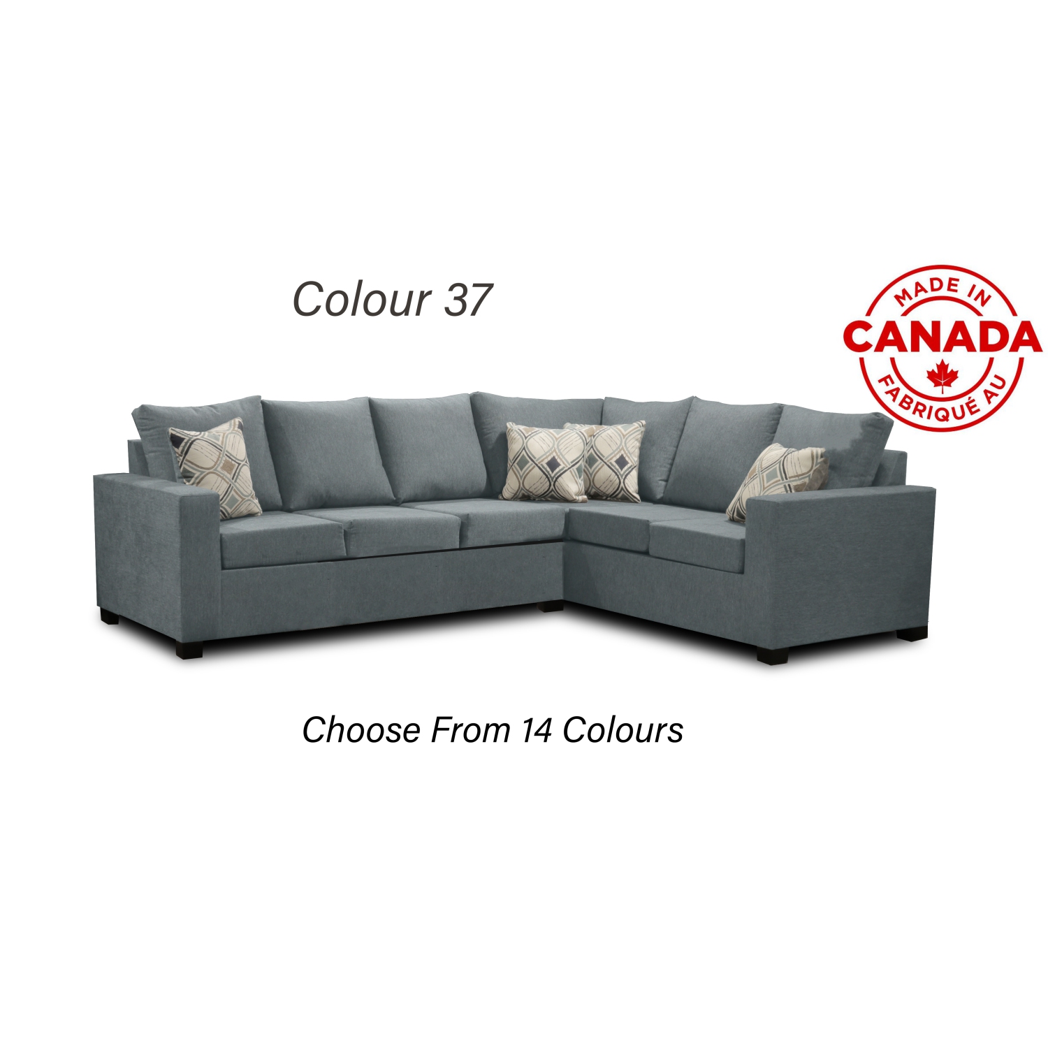Infinite Imports – 302 Facing Left Sectional Sofa - Made In Canada With 2 Free Throw Pillows & FREE SHIPPING