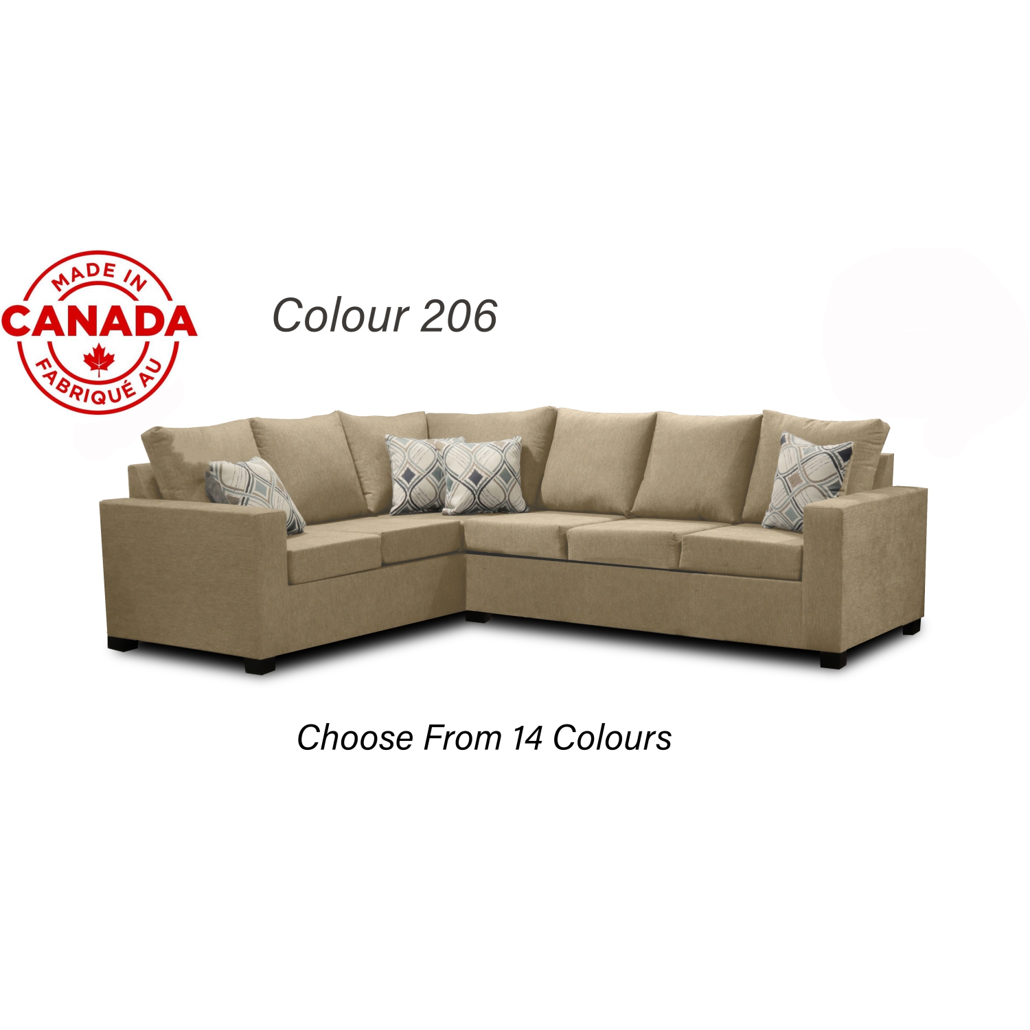 Infinite Imports – 302 Facing Right Sectional Sofa - Made In Canada With 2 Free Throw Pillows & FREE SHIPPING