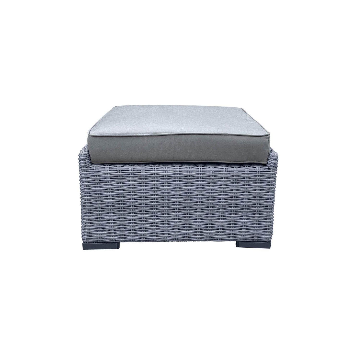 Pouf de patio en osier gris Cannes de CIEUX avec coussins Sunbrella