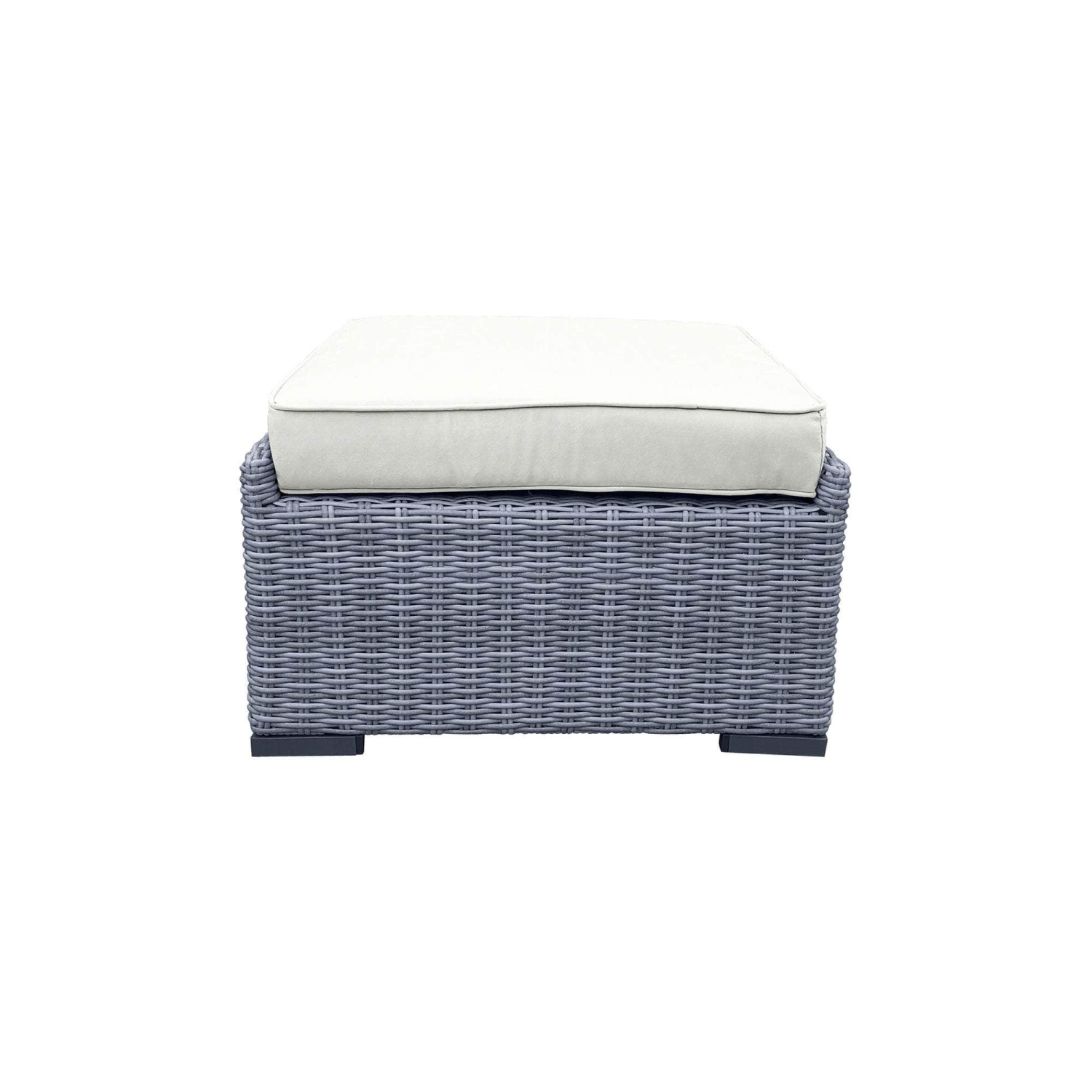 Pouf de patio en osier gris Cannes de CIEUX avec coussins Sunbrella