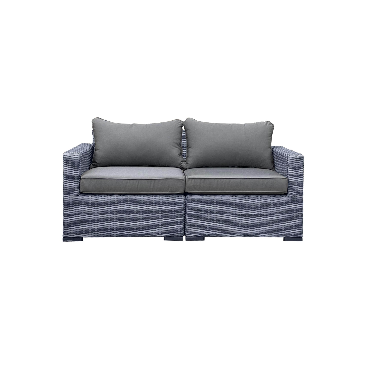 CIEUX Cannes Outdoor Patio Wicker Modular Loveseat in Grey with Sunbrella Cushions