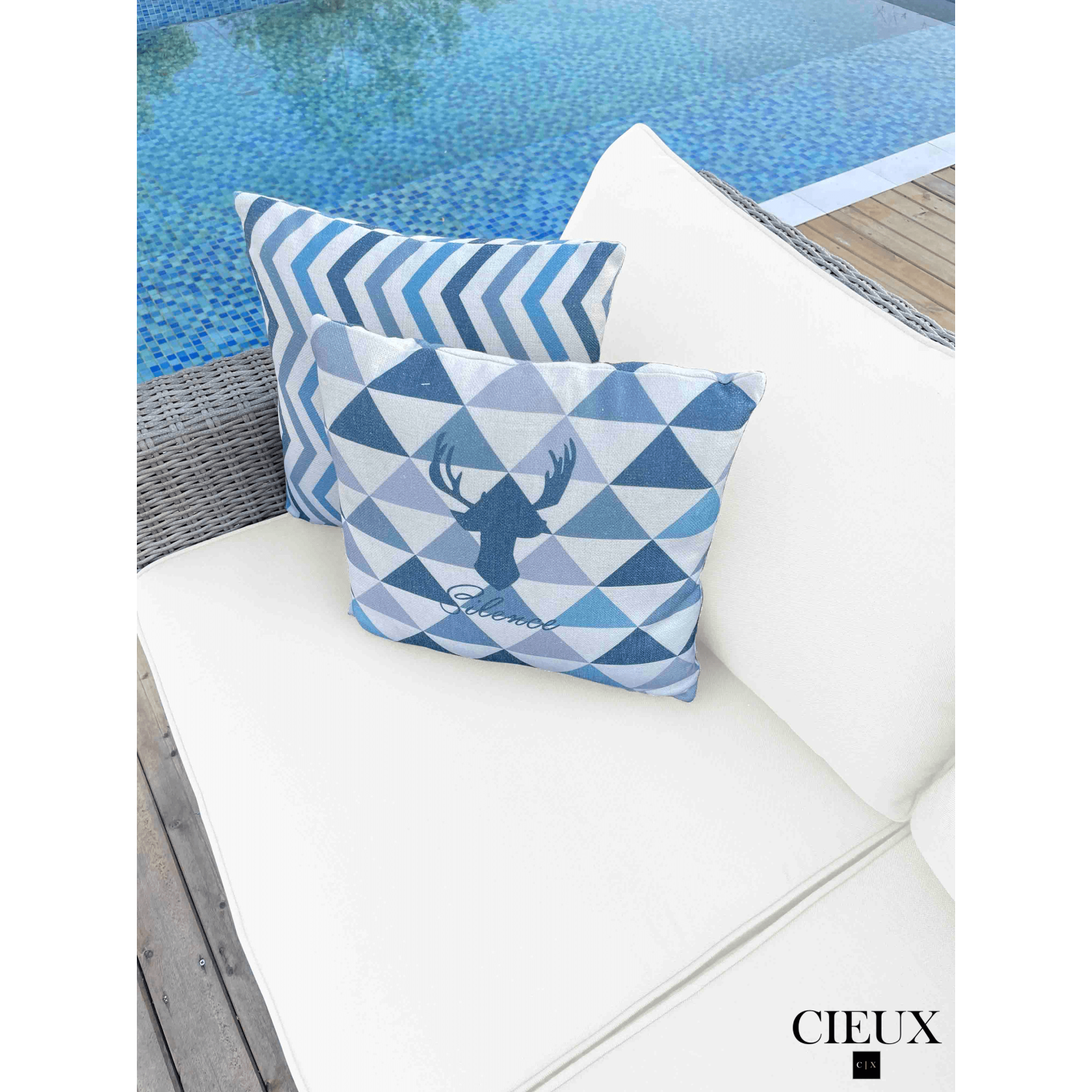 CIEUX Cannes Outdoor Patio Wicker Modular Corner Sectional Sofa in Grey with Sunbrella Cushions