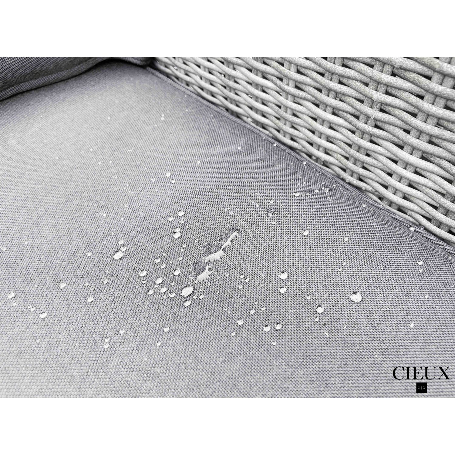 CIEUX Cannes Outdoor Patio Wicker Modular Corner Sectional Sofa in Grey with Sunbrella Cushions