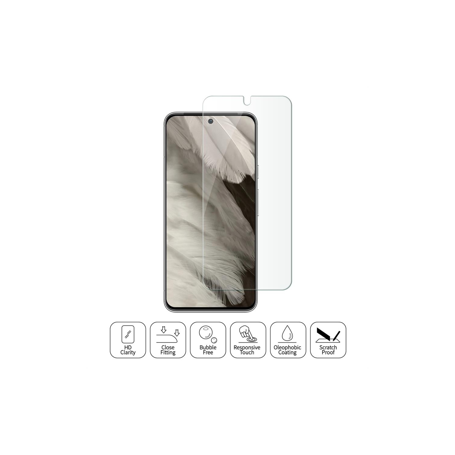 Uolo [Shield] Tempered Glass [9H ASAHI] Screen Protector for Google Pixel 8 | Case Friendly & Easy Installation