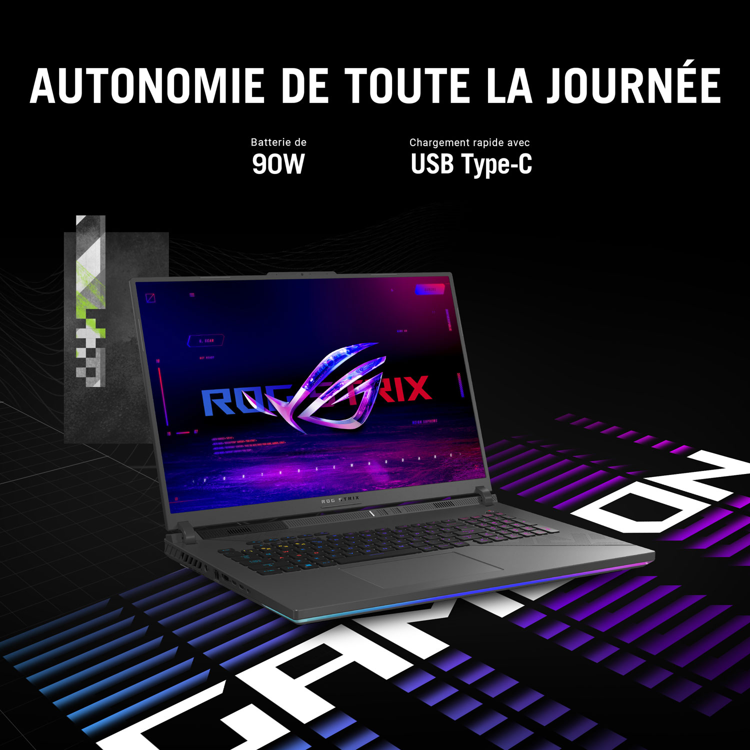 Portable de jeu WQXGA 240 Hz de 18 po ROG Strix G18 d'ASUS (Core i9-14900HX d'Intel/SSD 1 To/RAM 32 Go/RTX 4060)
