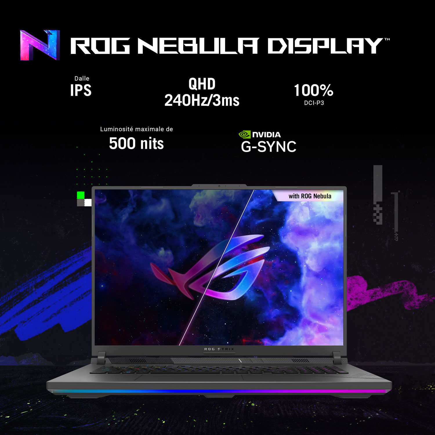 Portable de jeu WQXGA 240 Hz de 18 po ROG Strix G18 d'ASUS (Core i9-14900HX d'Intel/SSD 1 To/RAM 32 Go/RTX 4060)