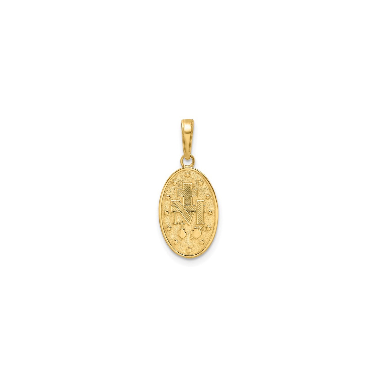 14K Yellow Gold Miraculous Oval Religious Medal Pendant