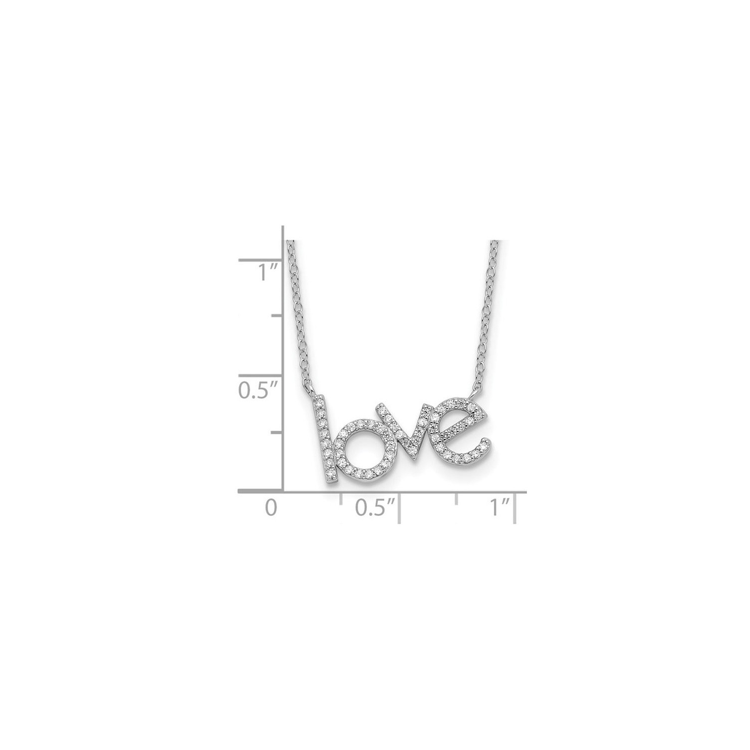 Sterling Silver LOVE Charm Necklace with Cubic Zirconias
