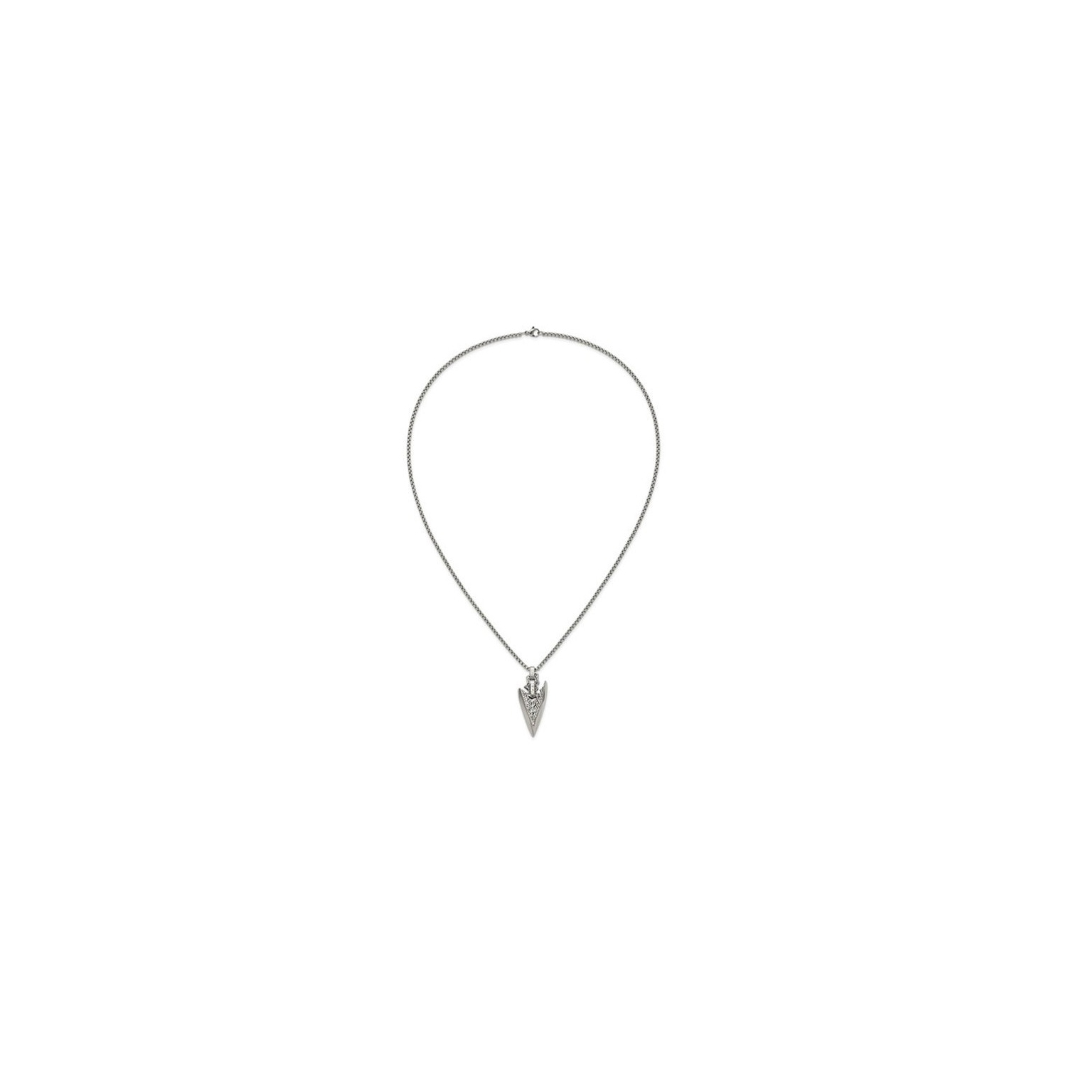 Tête de flèche en acier inoxydable antique pour hommes avec chaîne