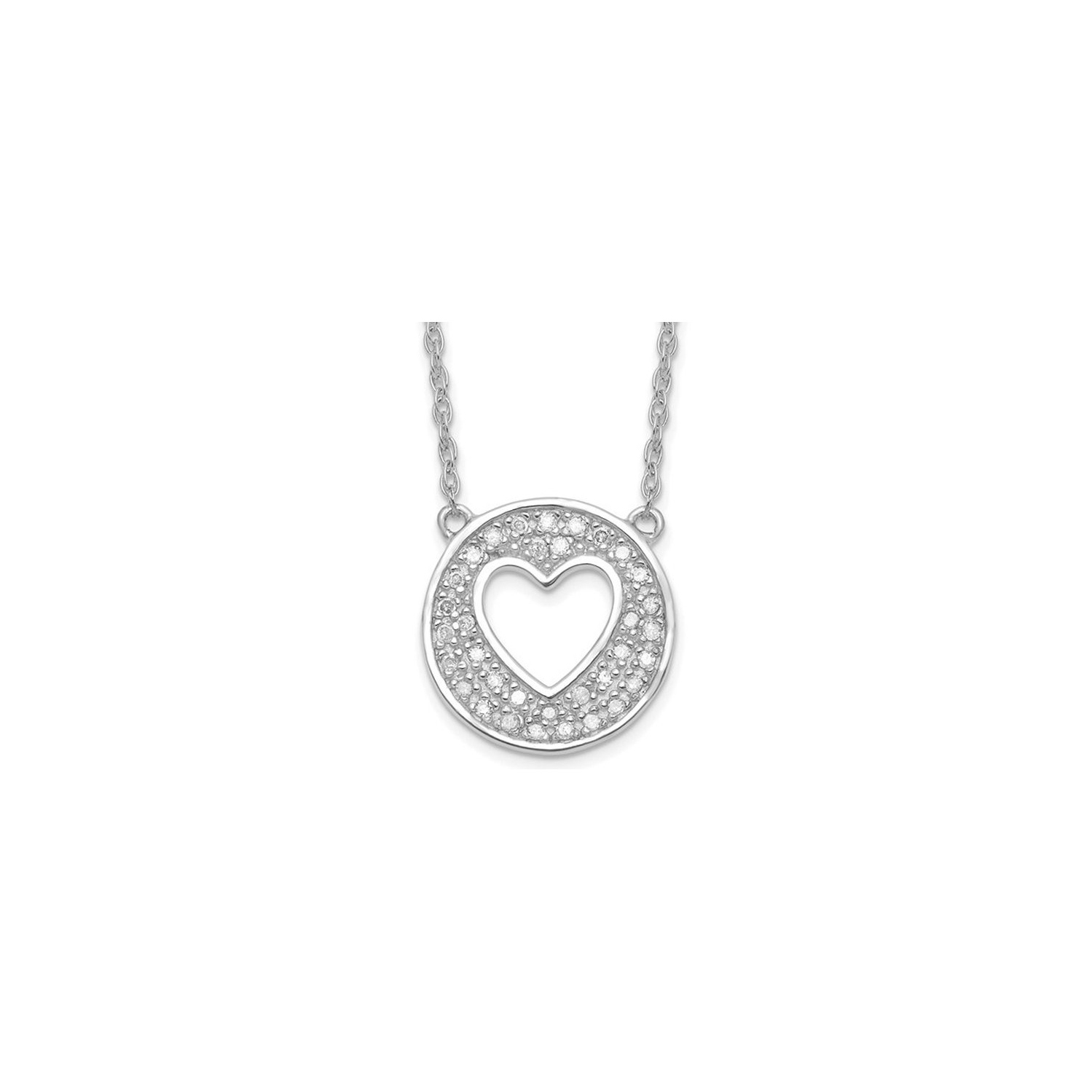 1/6 Carat Diamond Circle Heart Pendant Necklace in Sterling Silver with Chain