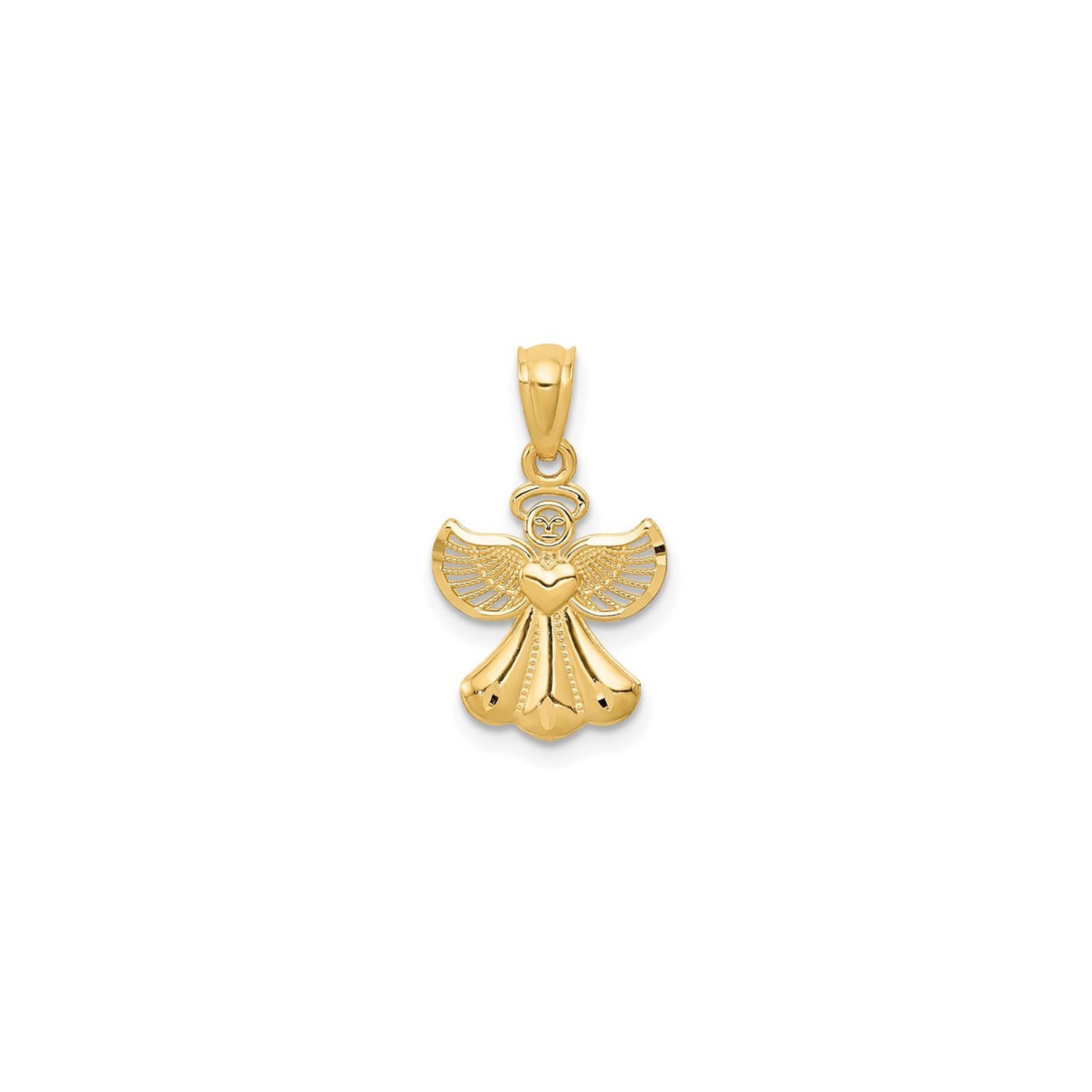 14K Yellow Gold Angel Charm Pendant Necklace