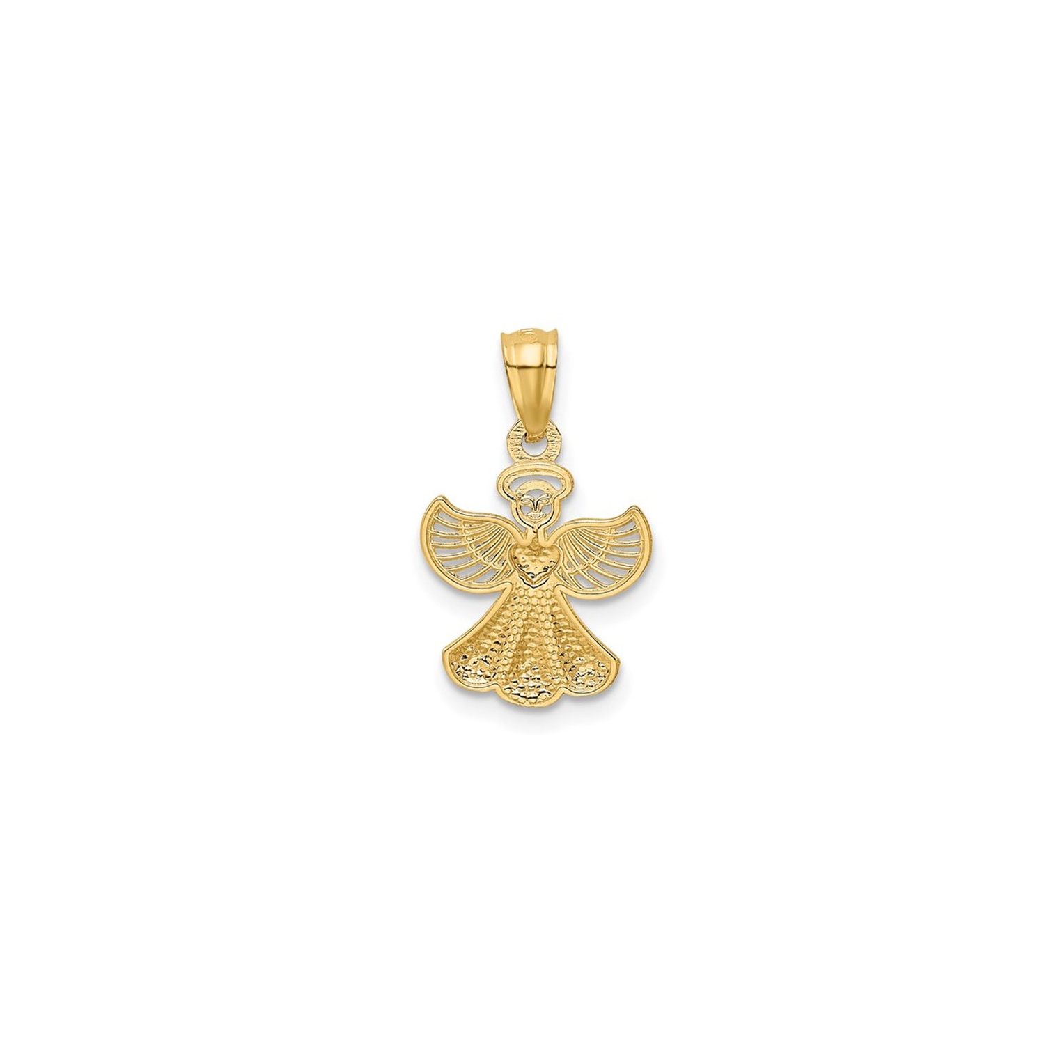14K Yellow Gold Angel Charm Pendant Necklace