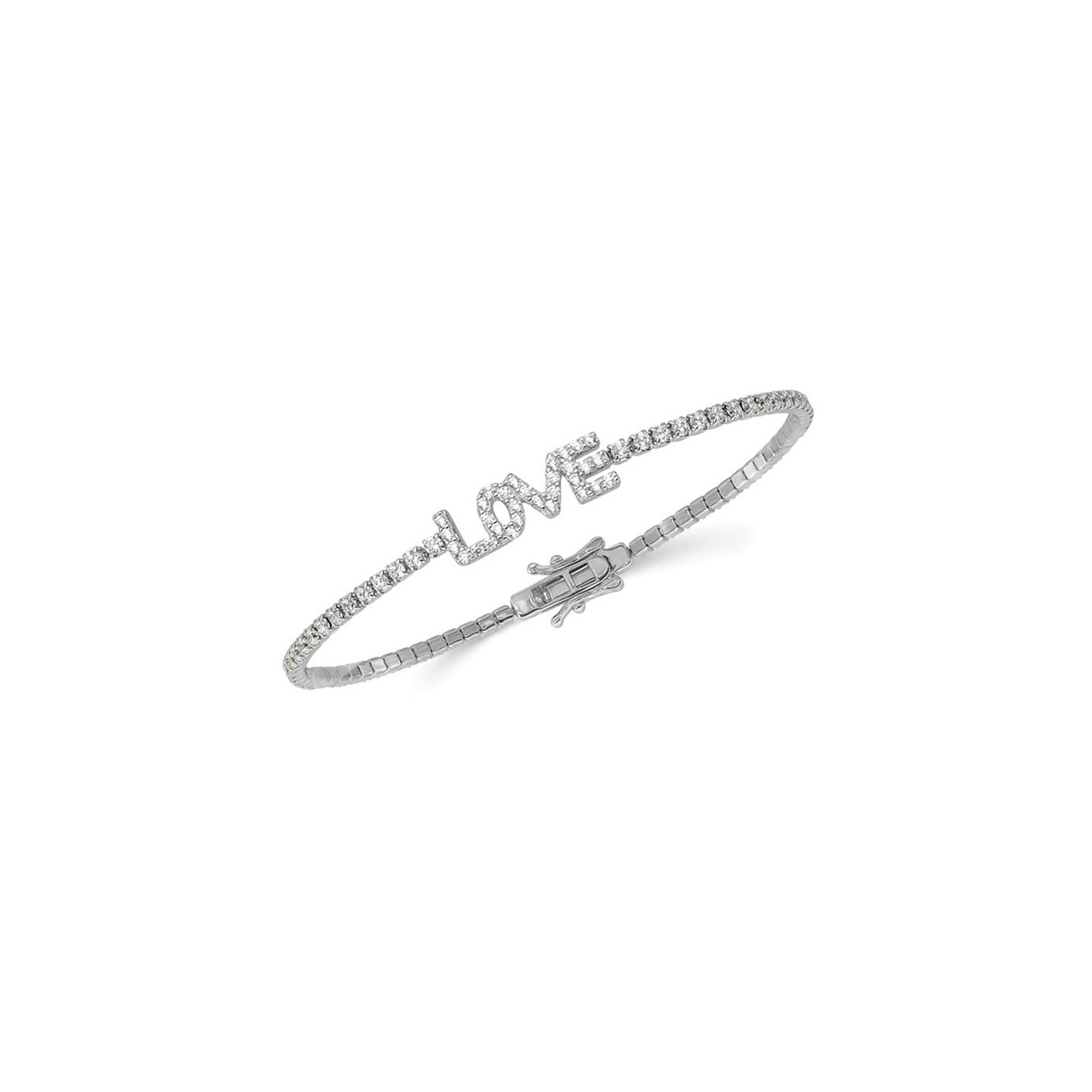 Bracelet d'AMOUR poli en argent sterling avec zircons cubiques synthétiques