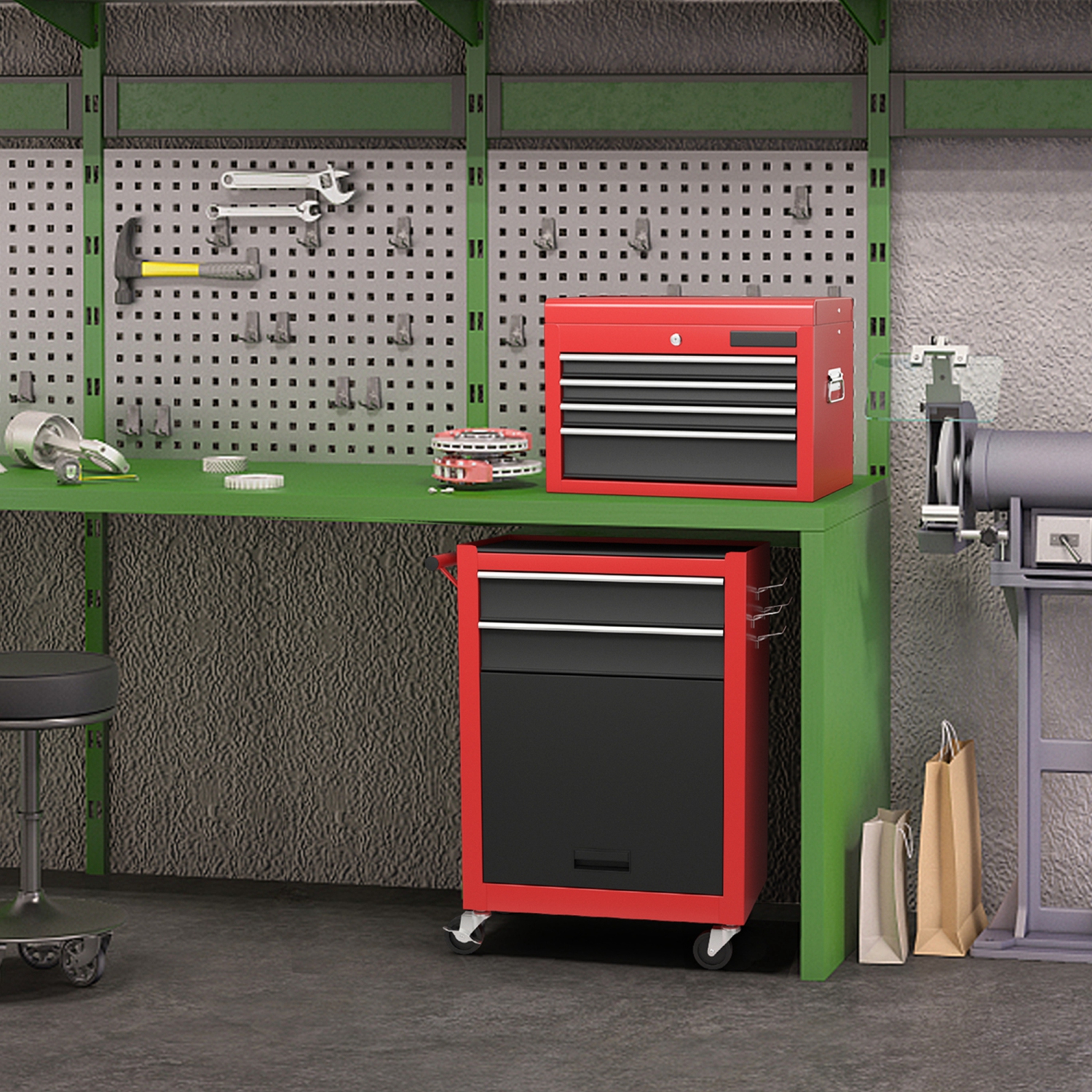 Costway 2 in 1 Rolling Cabinet Storage Chest Box Organizer w/ 6 Drawers