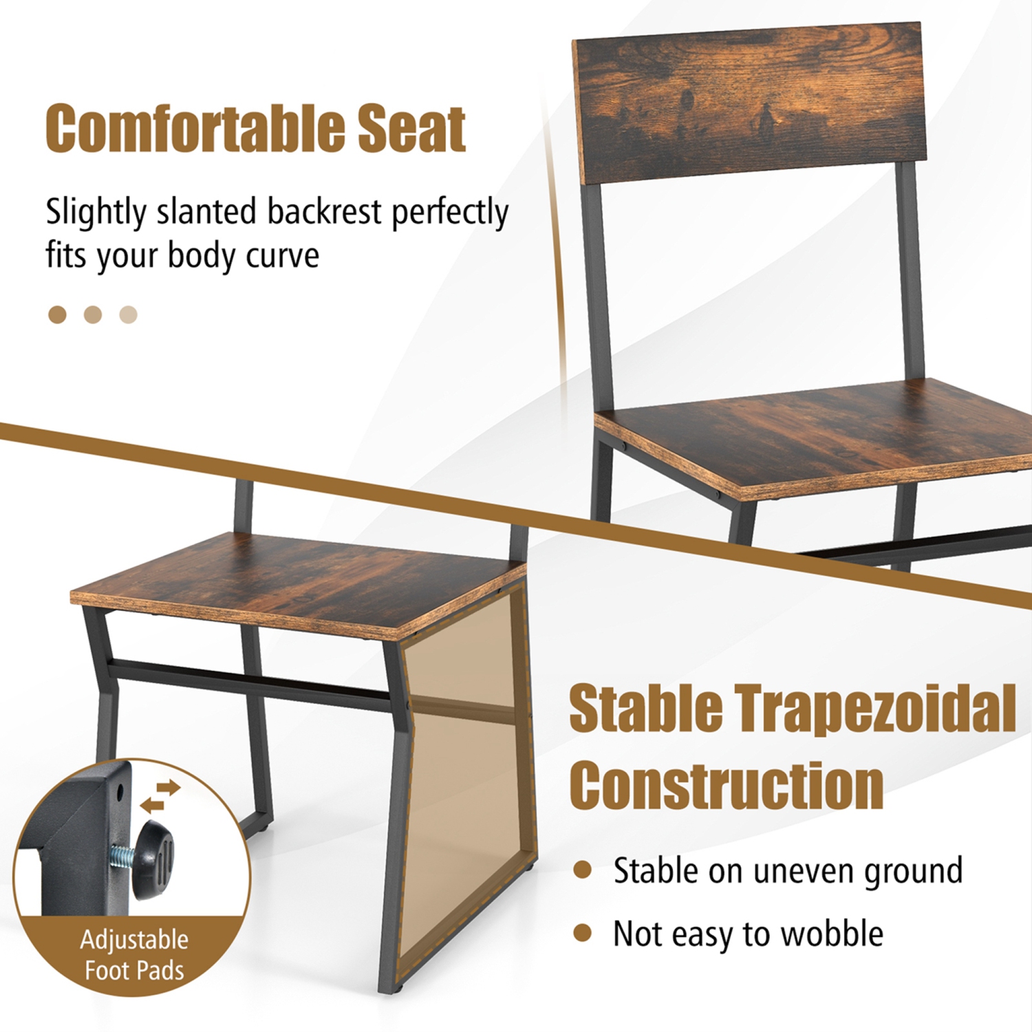 Costway 5 Piece Dining Table Set Industrial Rectangular Kitchen Table with 4 Chairs