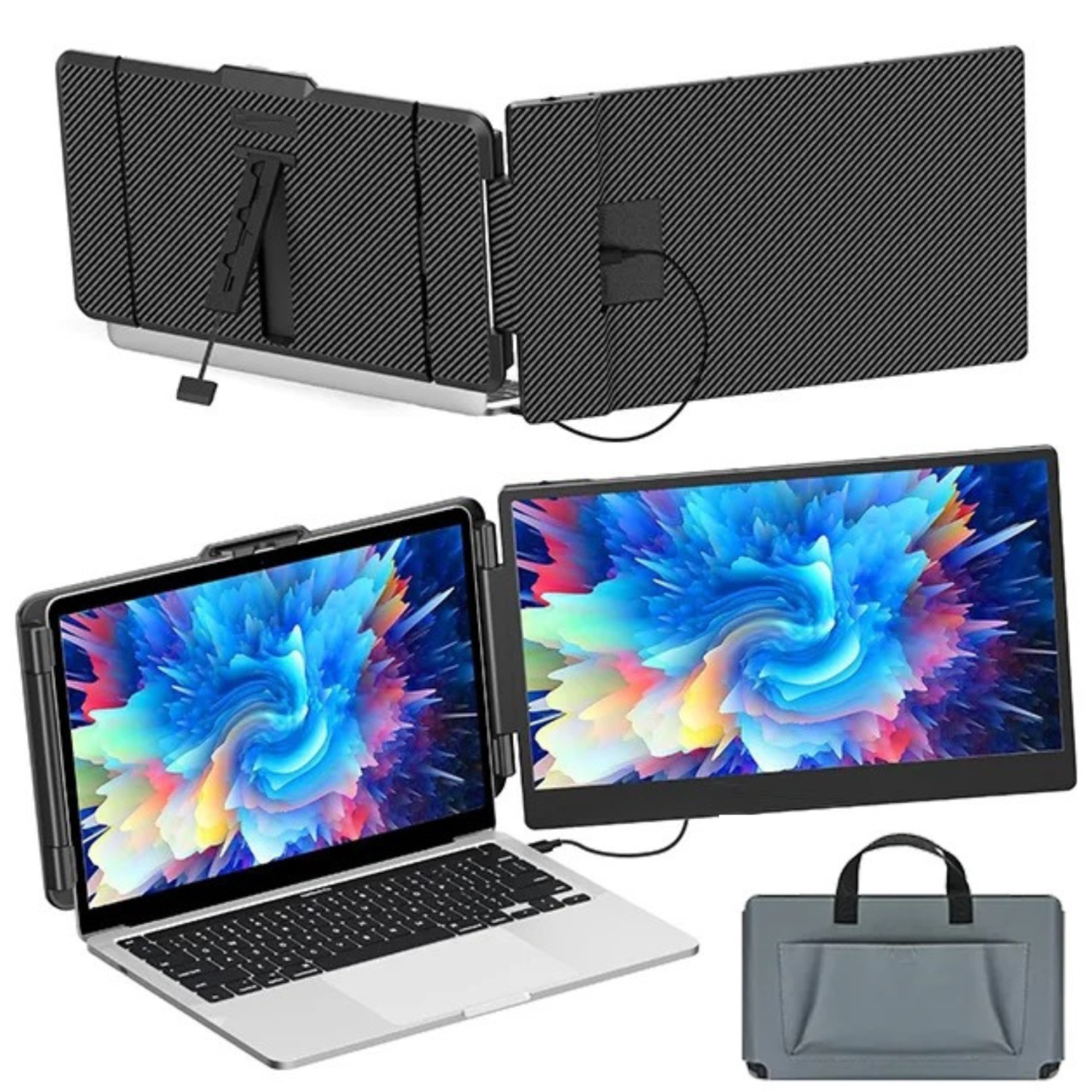 TUTT S1 Portable Laptop Monitor Screen Extender 14 Inch FHD 1080P IPS with Built-in Stand and Speakers, HDMI/Type-C Plug and Play Display for 13"-17" Laptops (Mac, Wins, Android)