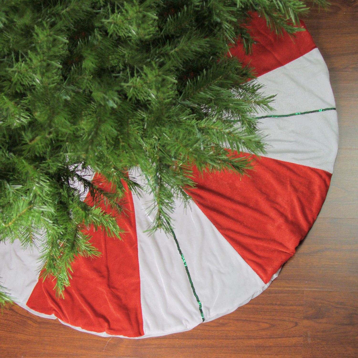 Peppermint Twist Christmas Tree Skirt - 48" - Red and White