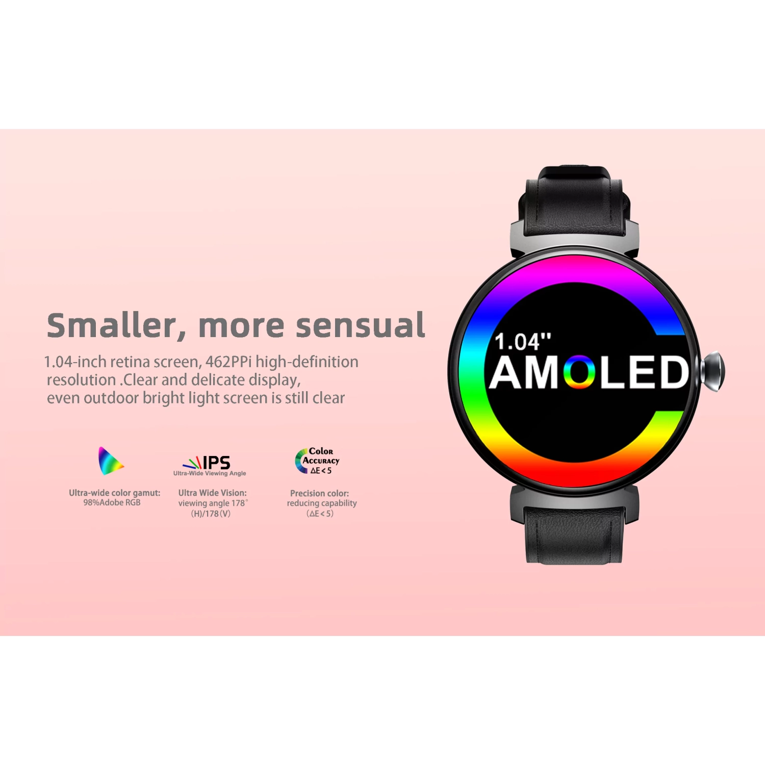 ISPEKTRUM Smartini Mini Smart Watch, 1" HD Screen Bluetooth Calls & Text, Multiple Sports Mode Fitness Tracker Heart Rate & BP Monitor Works with