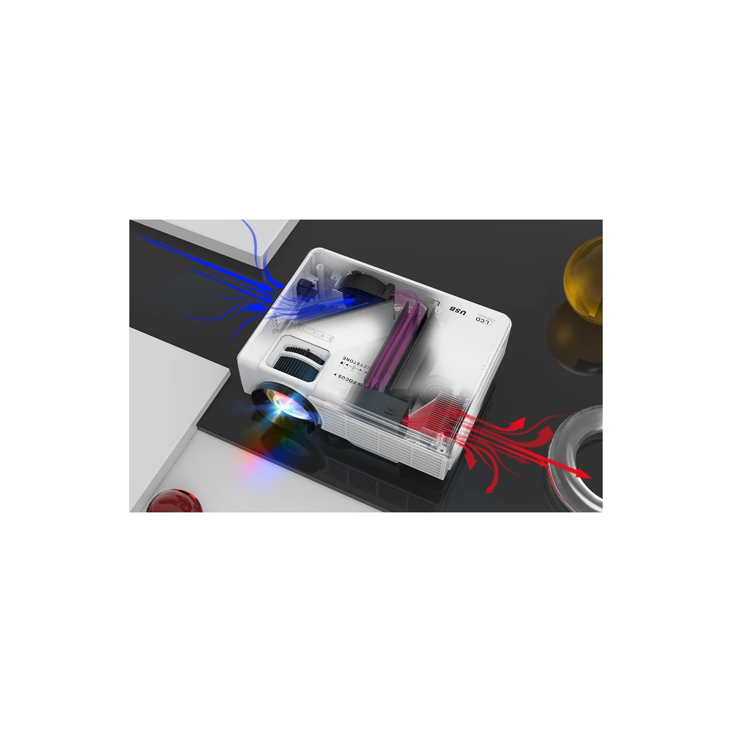 Projecteur 2023 avec écran de 100 po - Mini projecteur Bluetooth, 9500 lumens, HD intégrale 1080P pour les films extérieurs - compatible avec TV