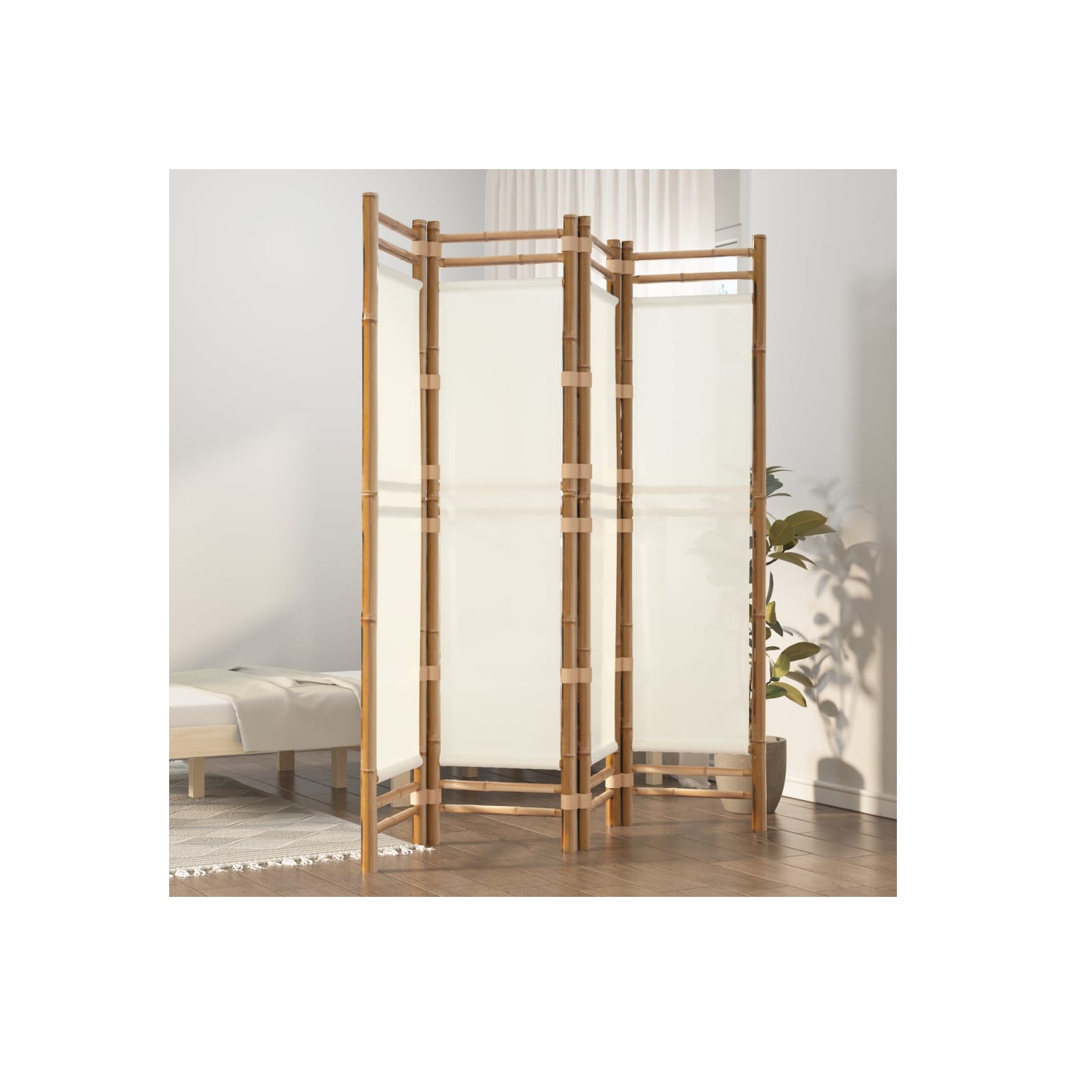 vidaXL Folding 4-Panel Room Divider 160 cm Bamboo and Canvas