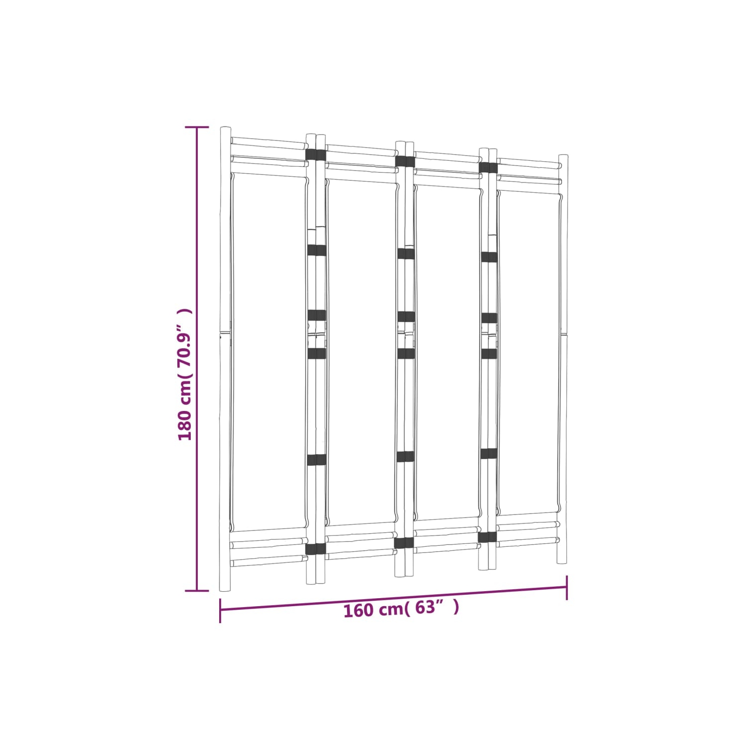 vidaXL Folding 4-Panel Room Divider 160 cm Bamboo and Canvas