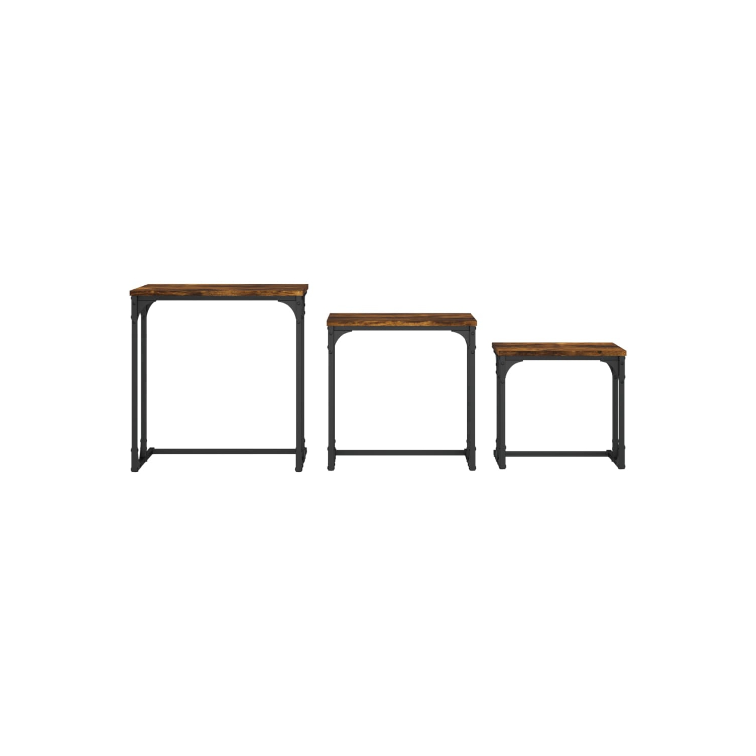 vidaXL Nesting Coffee Tables 3 pcs Smoked Oak Engineered Wood