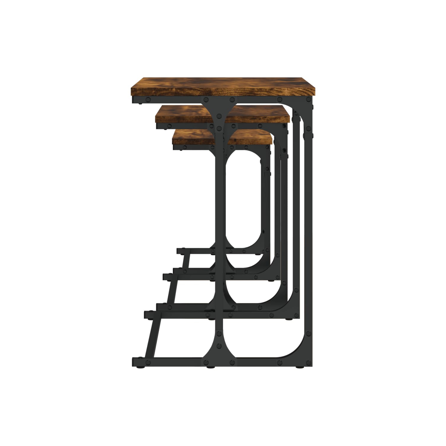 vidaXL Nesting Coffee Tables 3 pcs Smoked Oak Engineered Wood