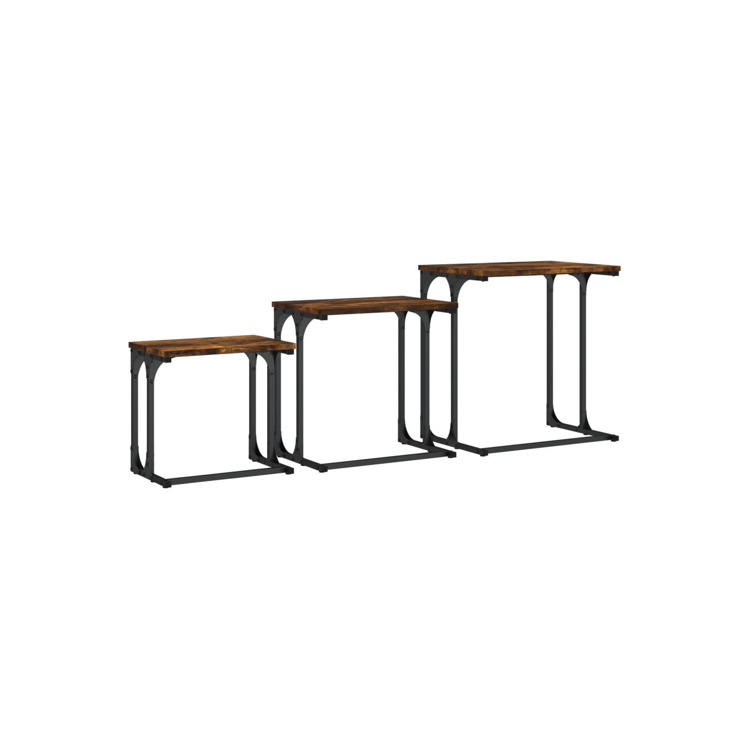 vidaXL Nesting Coffee Tables 3 pcs Smoked Oak Engineered Wood