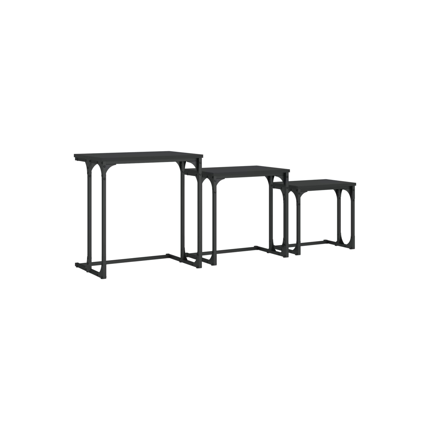vidaXL Nesting Coffee Tables 3 pcs Black Engineered Wood