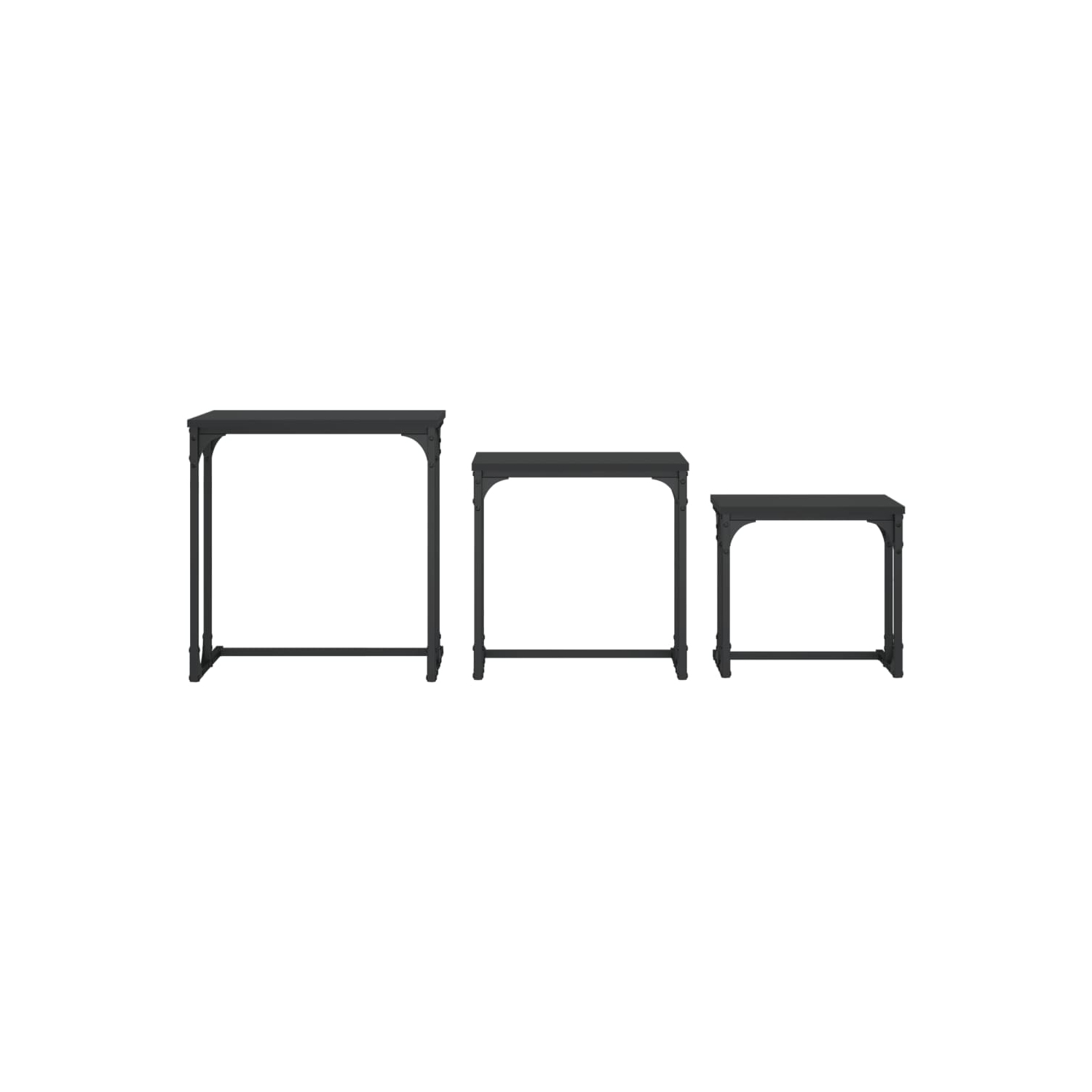 vidaXL Nesting Coffee Tables 3 pcs Black Engineered Wood