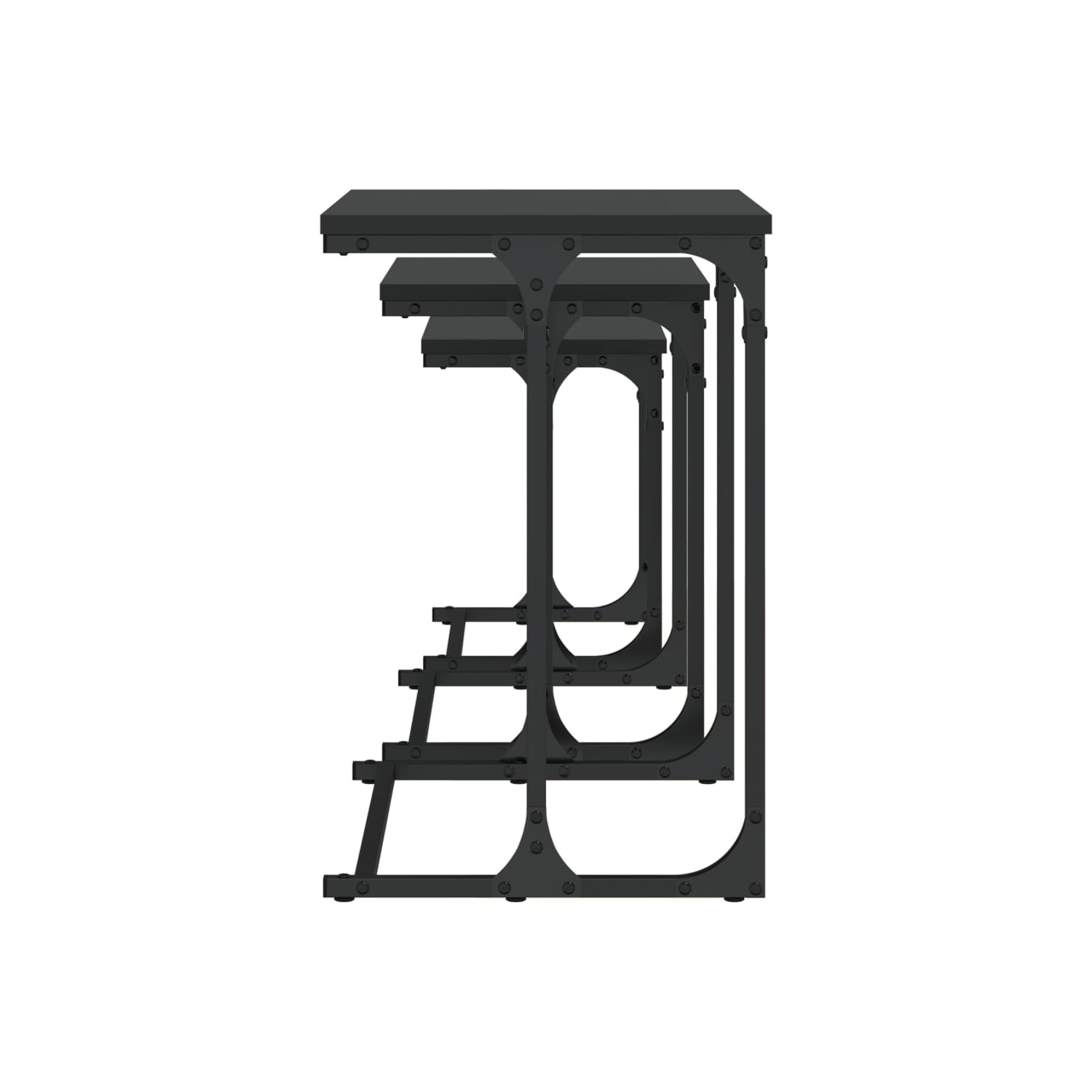 vidaXL Nesting Coffee Tables 3 pcs Black Engineered Wood