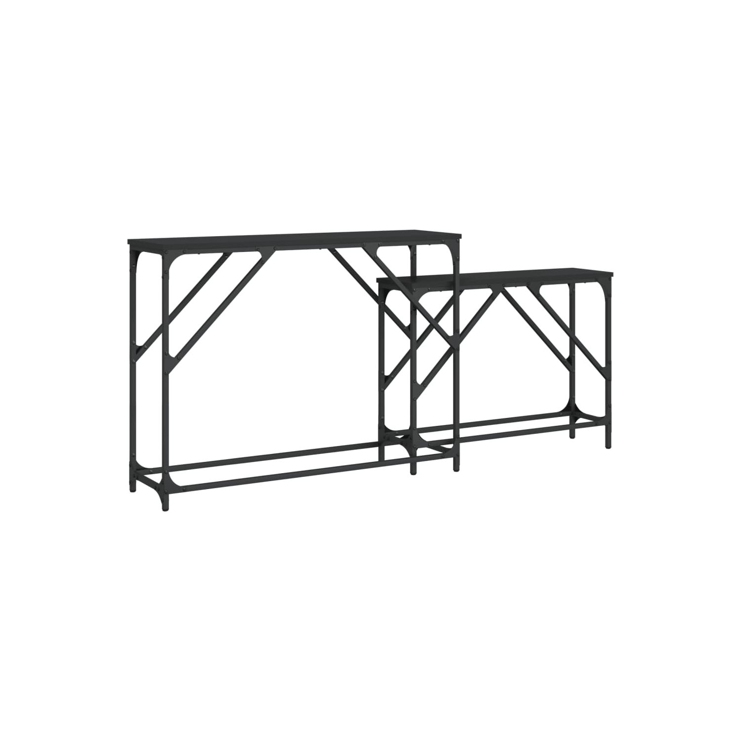 vidaXL Nesting Console Tables 2 pcs Black Engineered Wood