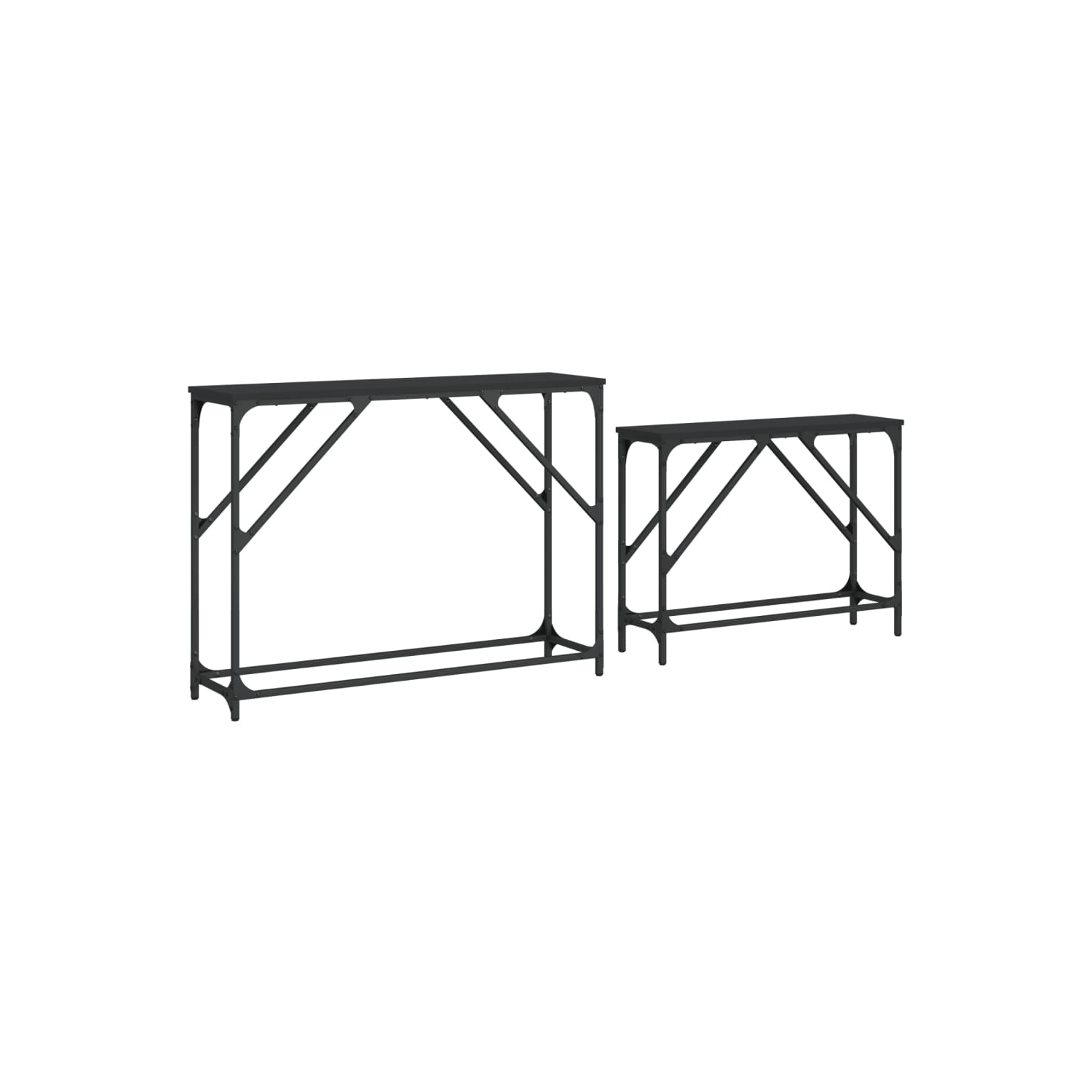 vidaXL Nesting Console Tables 2 pcs Black Engineered Wood