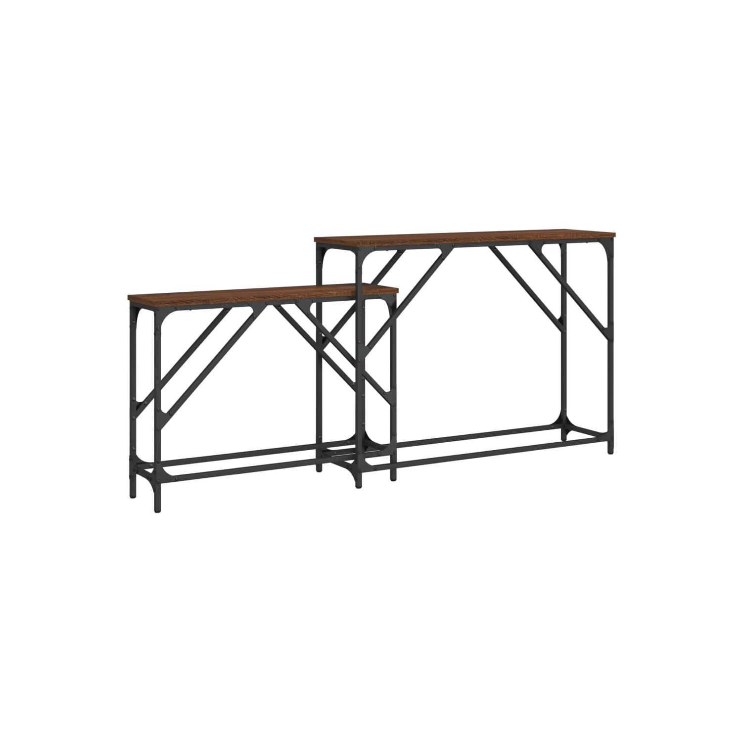 vidaXL Nesting Console Tables 2 pcs Brown Oak Engineered Wood
