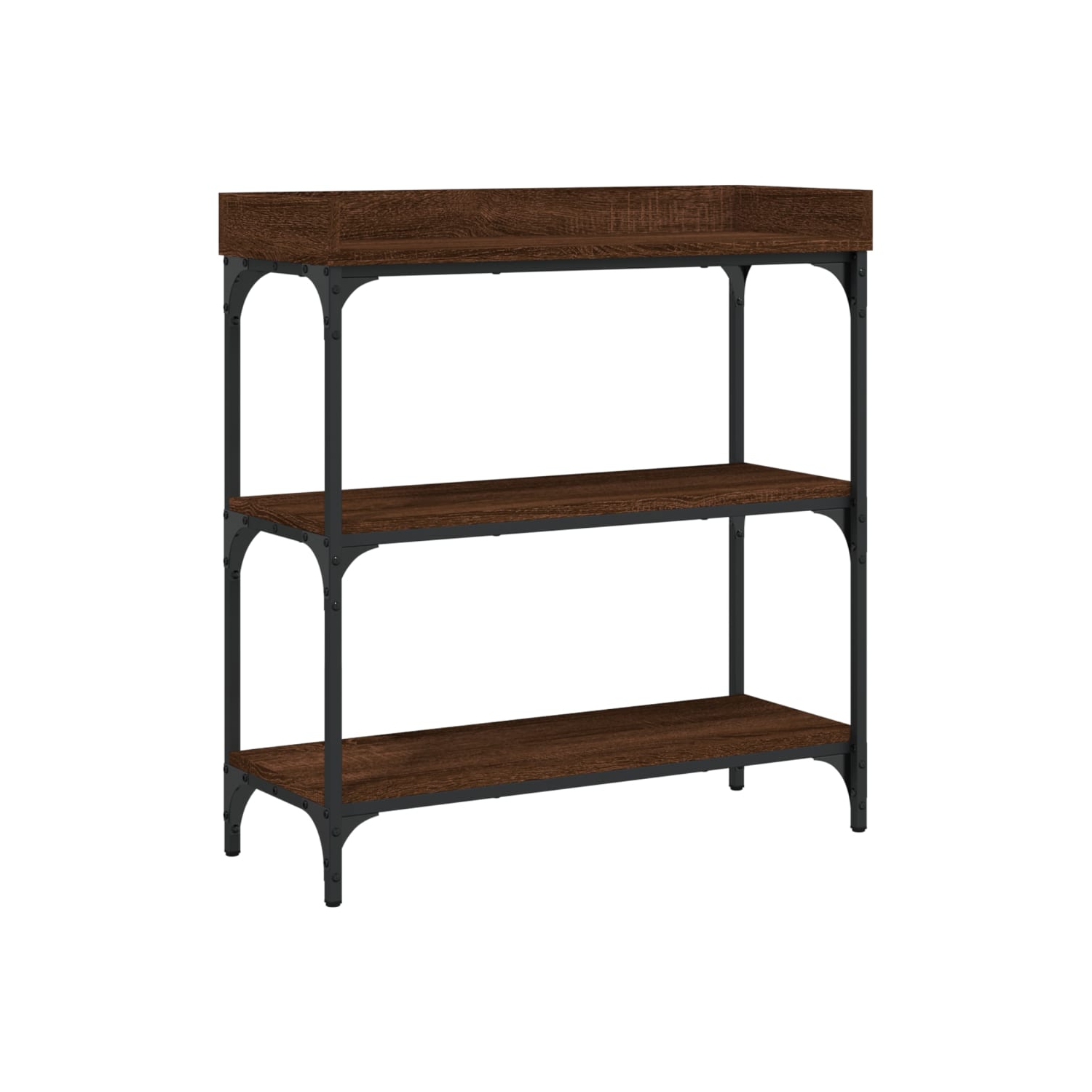 vidaXL Console Table with Shelves Brown Oak 75x30x80 cm